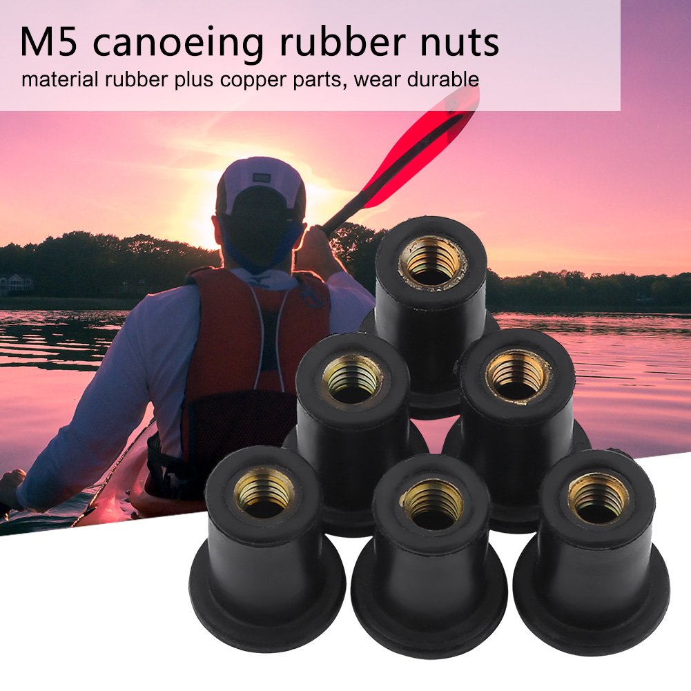 **Durable M5 Rubber Well Nuts (6-Pack) – Heavy-Duty Kayak Windshield Bolts & Hardware Replacement for Motorcycles, Canoes, and Boats – Perfect for Marine & Outdoor Watercraft Repairs**