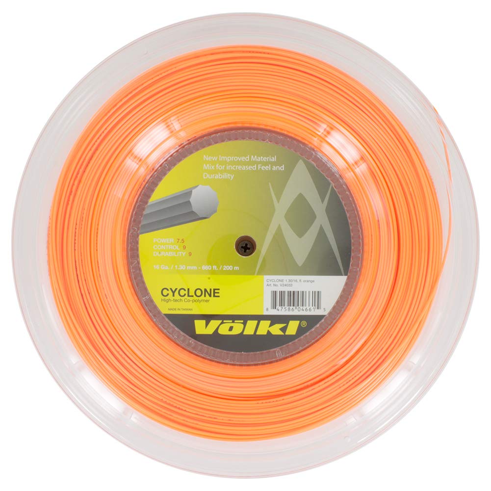 Volkl Cyclone 16G Tennis String Reel - Professional Tennis String for Spin & Control (Fluo Orange) | Perfect for Competitive Players & Stringing Machines