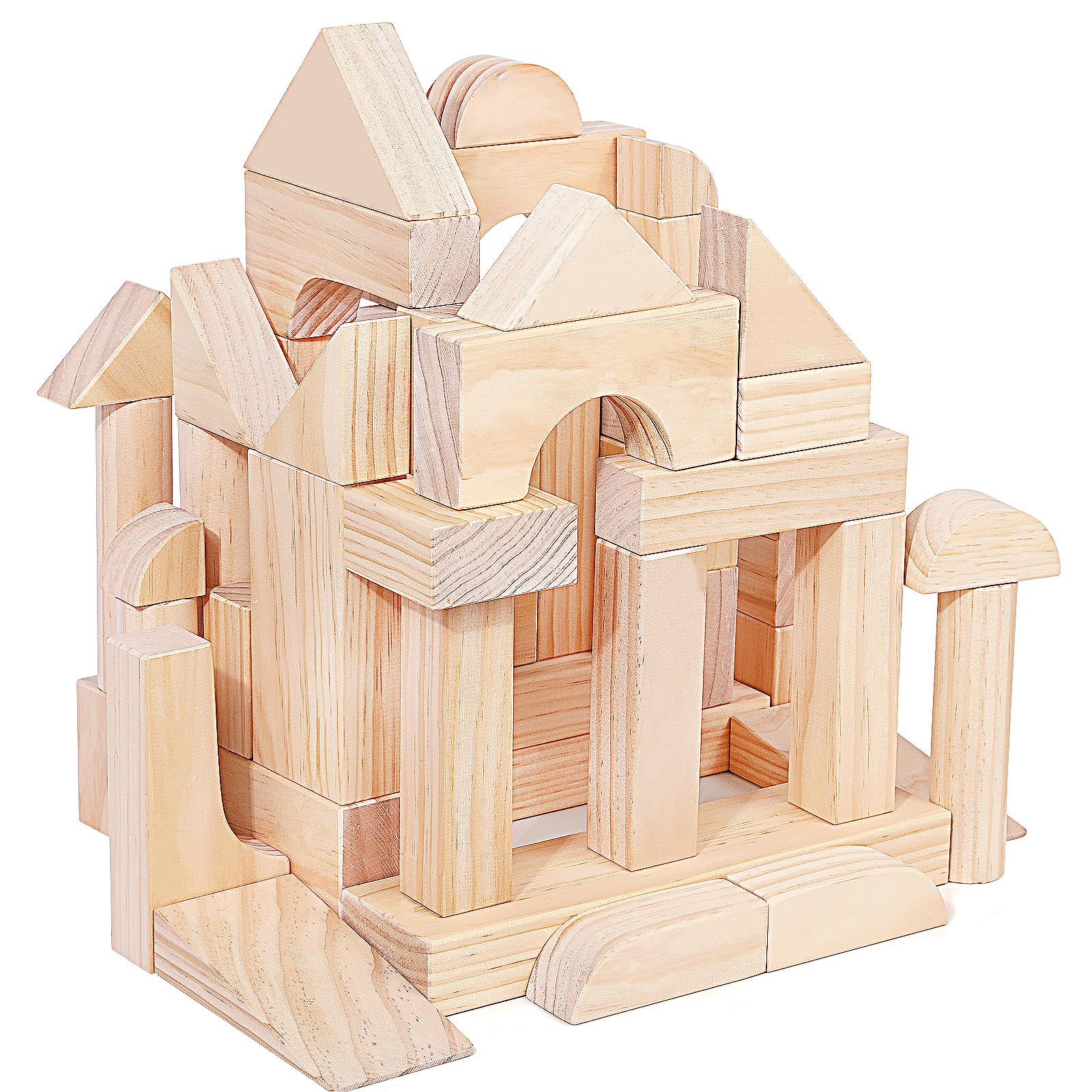 Large Wooden Building Blocks Set - Educational Preschool Learning Toys with Storage Box, STEM Stacking Toys for Toddlers Ages 3+ | Perfect for Classroom, Birthday Gifts & Creative Play