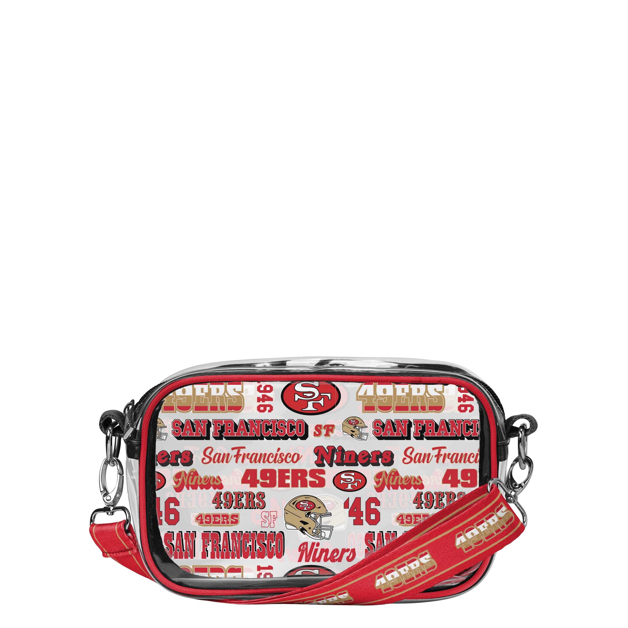FOCO NFL Team Logo Retro Print Clear Crossbody Bag for Women & Men - Waterproof Game Day Purse for Football Fans, Concerts, Travel & Outdoor Events