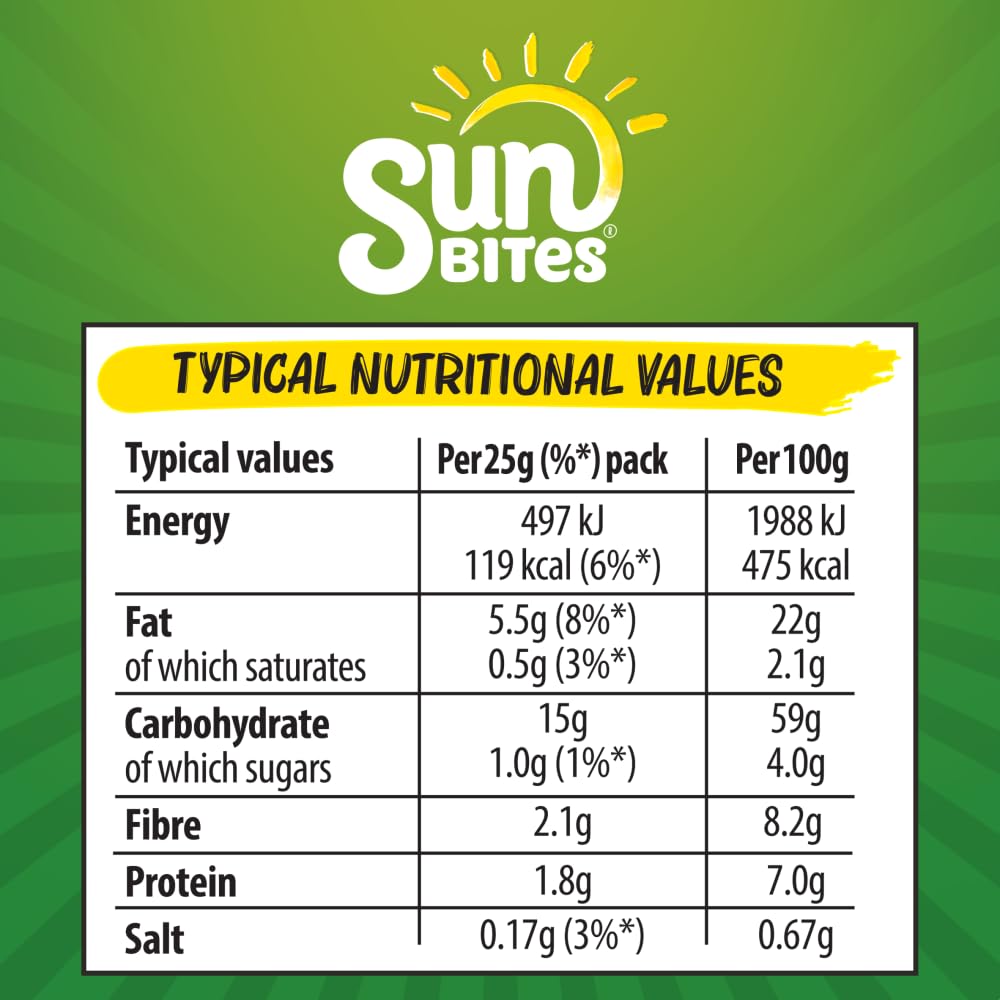 Sunbites Sour Cream & Pepper Flavored Snacks Multipack - 6 Pack (25g Each) | Crunchy Baked Corn Chips for Parties, Lunch Boxes & On-The-Go Snacking