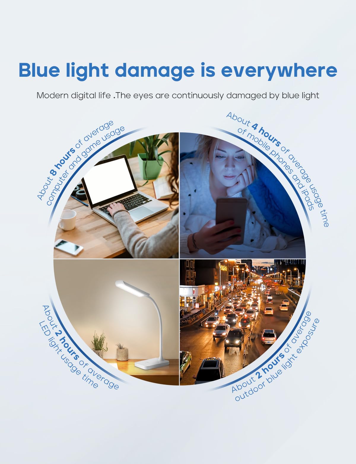 Blue Light Blocking Glasses for Men - Anti Glare Computer & Gaming Glasses with UV400 Protection - Rectangle Semi-Rimless Metal Frame (Black) - Reduce Eye Strain for Work, Gaming & Screen Time