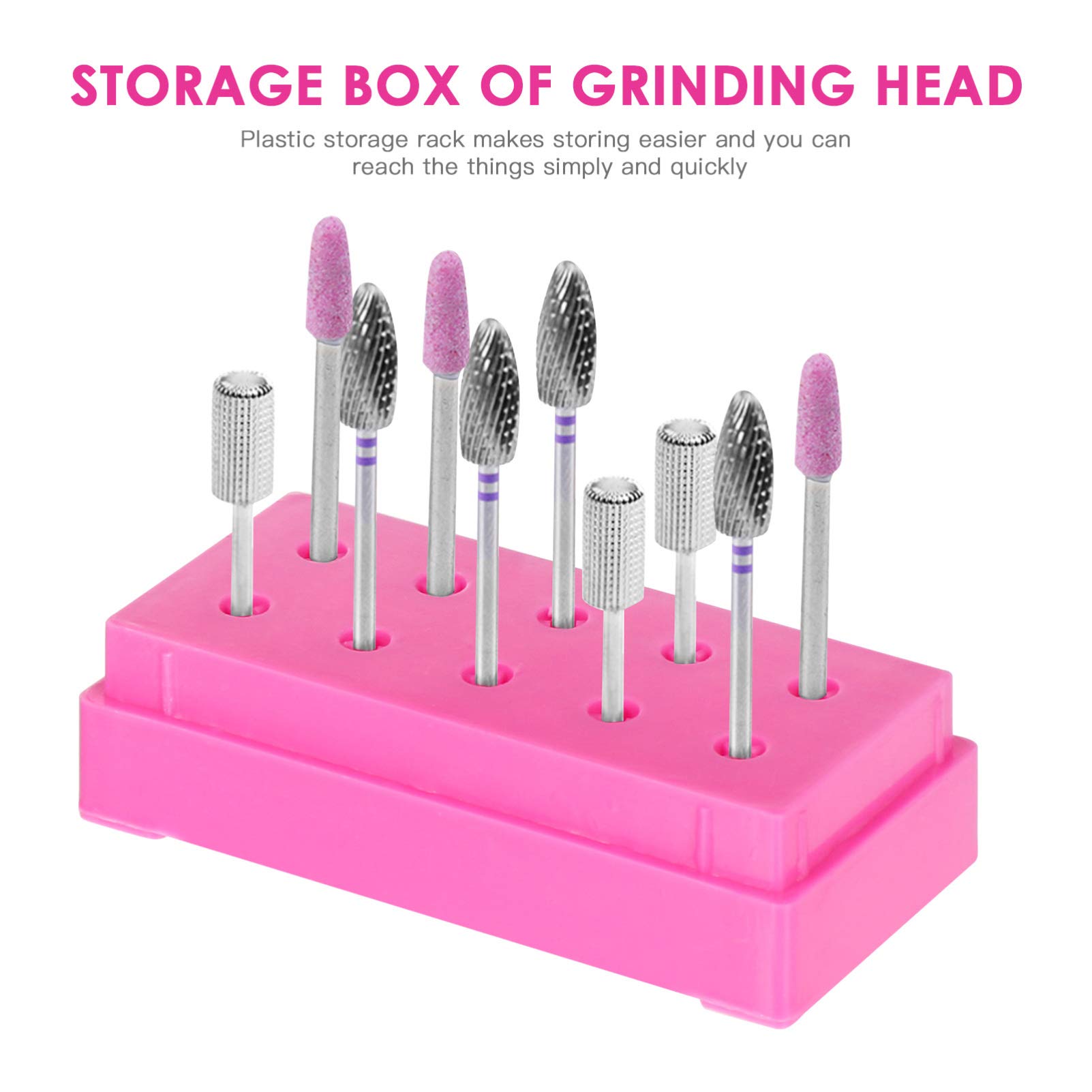 Uonlytech 2-Piece Nail Drill Bit Set with 10 Grinding Heads - Tungsten Steel Tray & Plastic Display Box for Professional Manicure & Pedicure | Perfect for Salon, Home Nail Care & DIY Gel Polish Removal