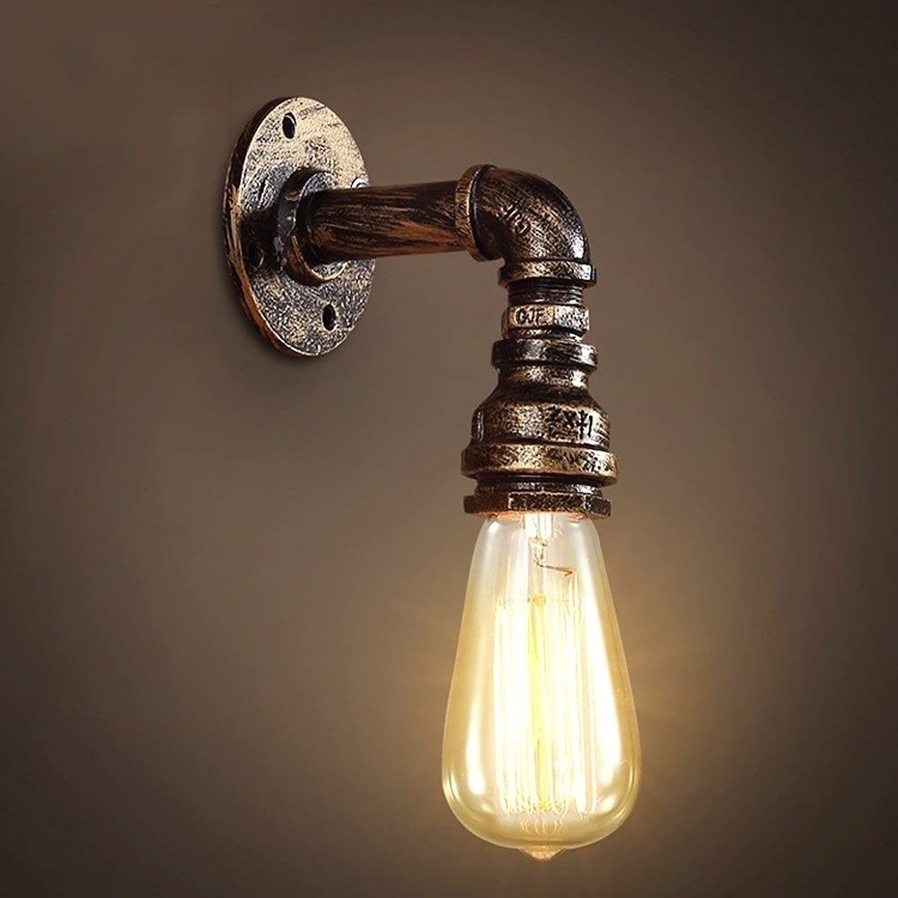 Vintage Industrial Wall Sconce - FEZDA Retro Pipe Wall Light with E27 Socket for Cafe, Bar, Bedroom & Living Room Decor | Water Pipe Design Wall Lamp for Ambient Lighting