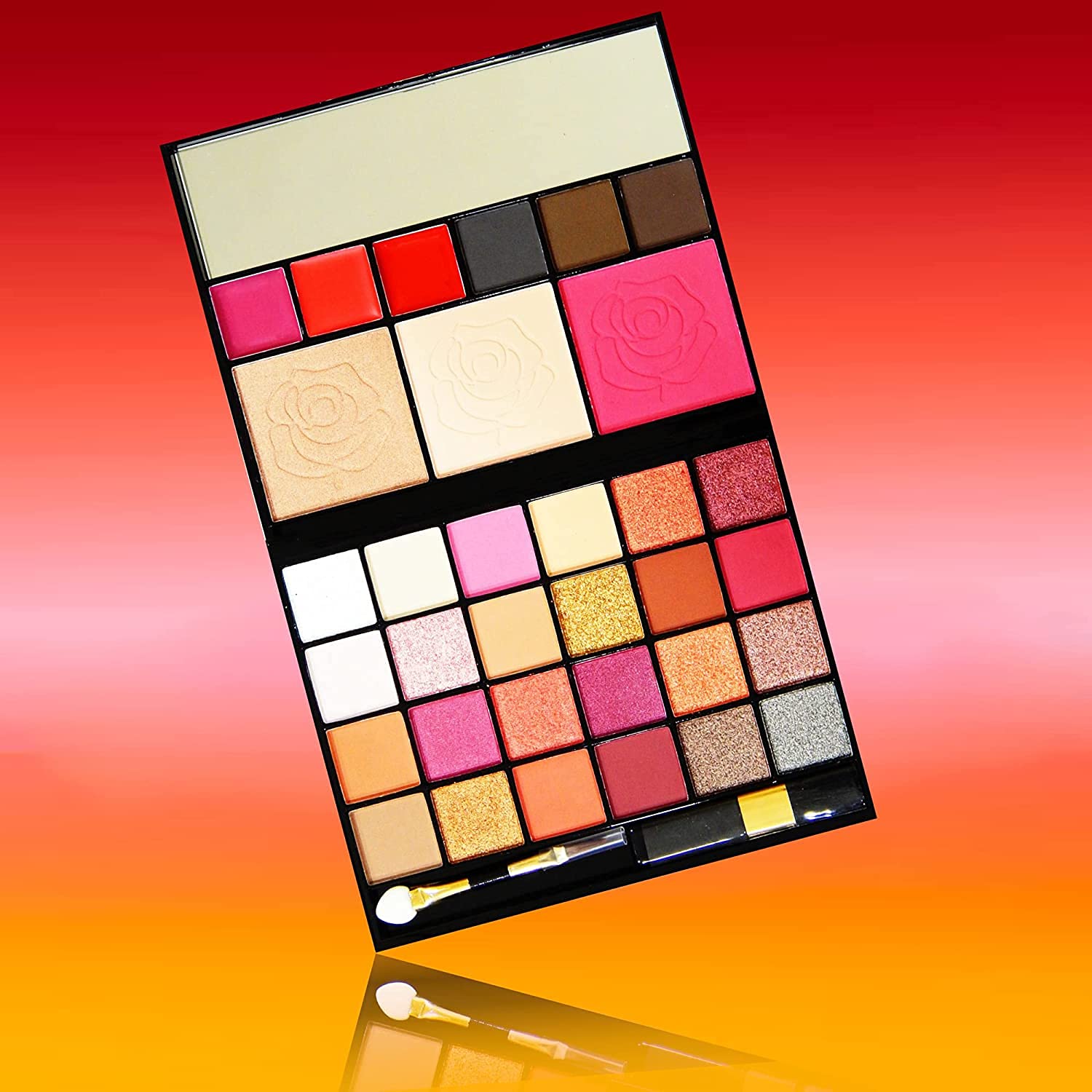 HUDA CRUSH BEAUTY Eyeshadow Palette with Brush Set - All-in-One Makeup Kit with Pigmented Eyeshadows & Pink Foundation Blending Brush for Face Makeup | Perfect for Professional Makeup Artists & Everyday Glam Looks