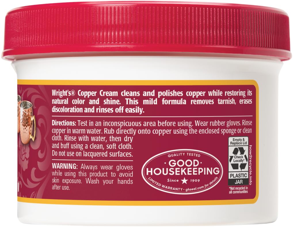 Wright's Copper Cleaner & Polish - 8oz Twin Pack with Microfiber Cloth - Safe Tarnish Remover for Copper Pots, Pans & Home Decor - Gentle No-Scratch Formula for Shine Restoration