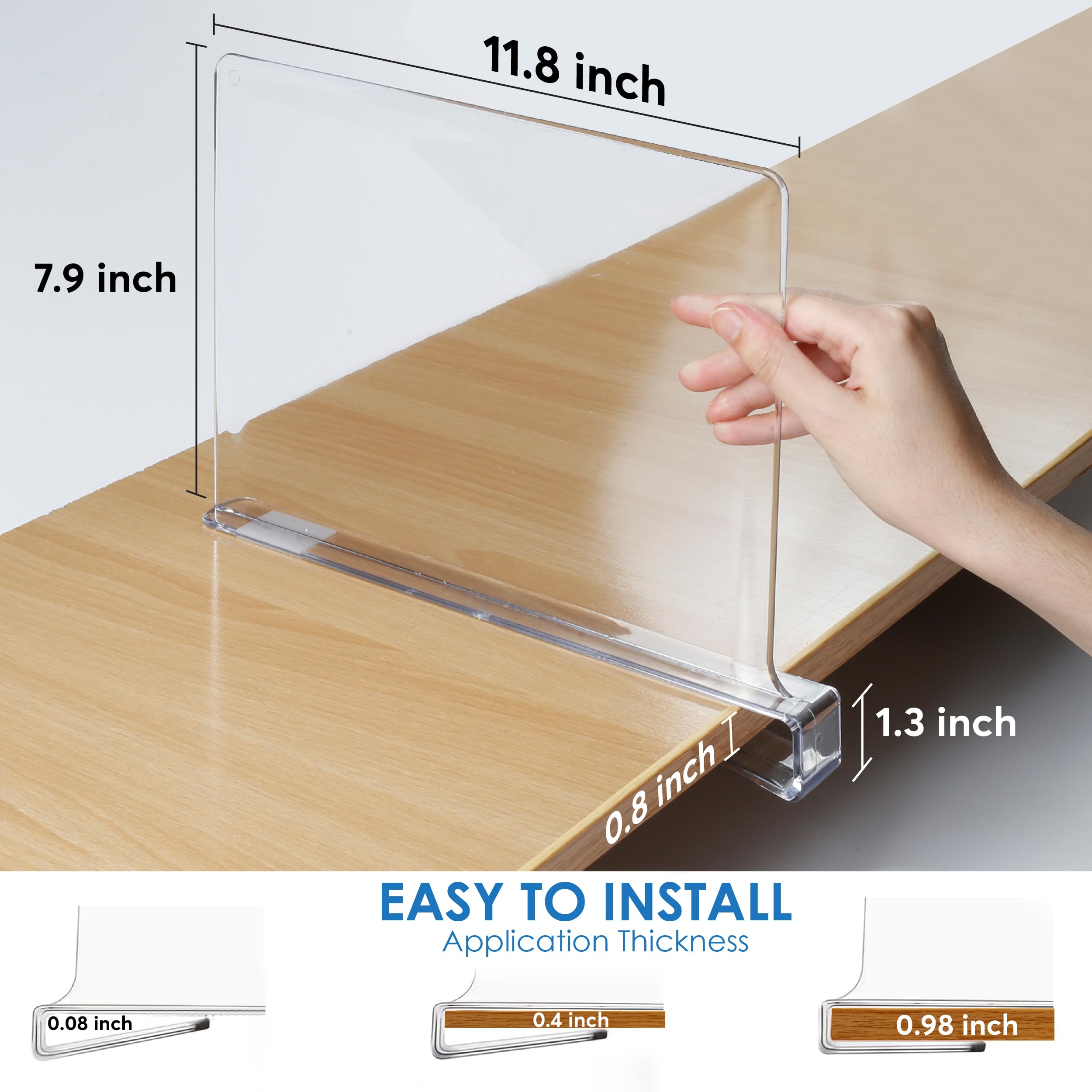 Clear Acrylic Shelf Dividers for Closet - 12 Pack Closet Organizer for Clothes, Purses & Handbags - Transparent Shelf Dividers for Wardrobe Storage - Perfect for Closet, Pantry & Retail Display Organization