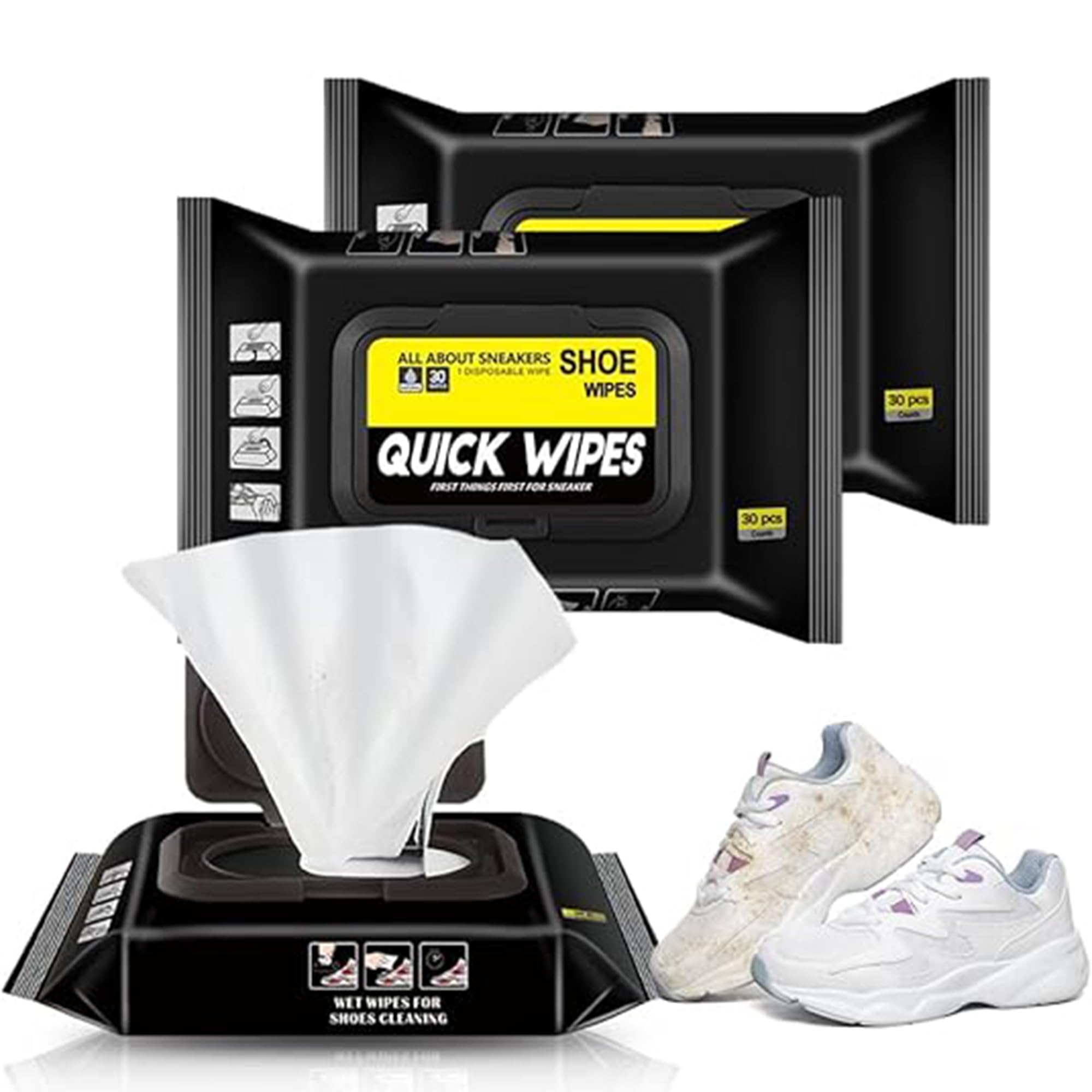 KLIFFOO Shoe Cleaner Wipes for Sneakers - 80 Count Disposable Cleaning Wipes for White Shoes, Sports Shoes & All Footwear | Quickly Remove Dirt & Stains | Perfect for Gym, Travel & Everyday Shoe Care