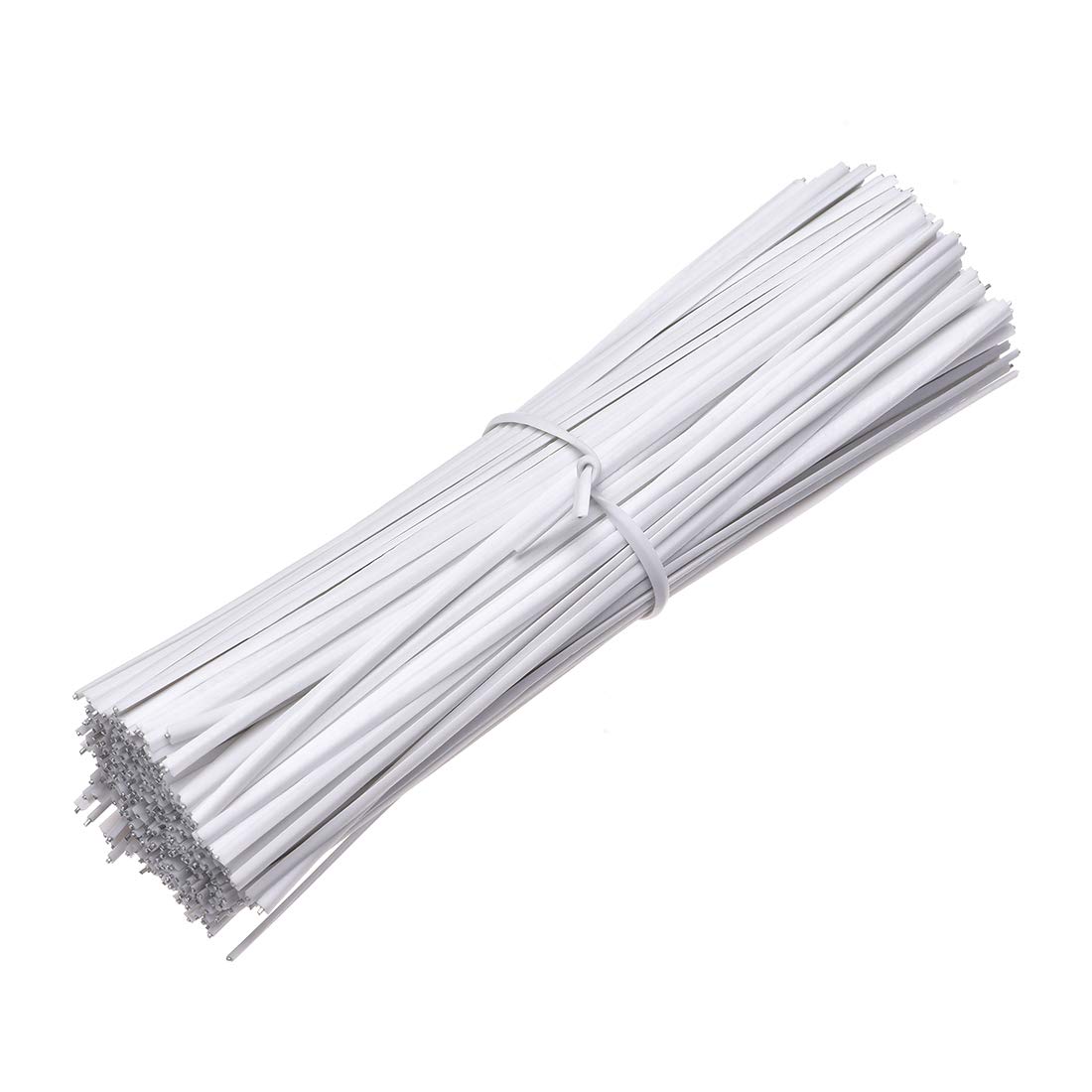 uxcell 1000pcs Metallic Twist Ties 100mmx1.8mm White Plastic Cable Cord Ties for Organizing Wires, DIY Crafts & Home Office Use