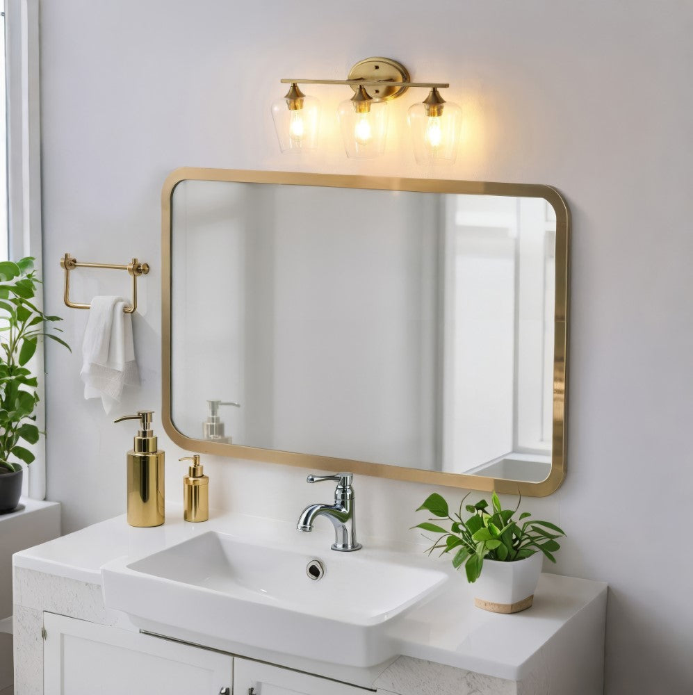 Rustic LED Vanity Light with Iron and Glass - Jayne Cottage Style for Bathroom, Bedroom, or Dressing Room Makeup Area