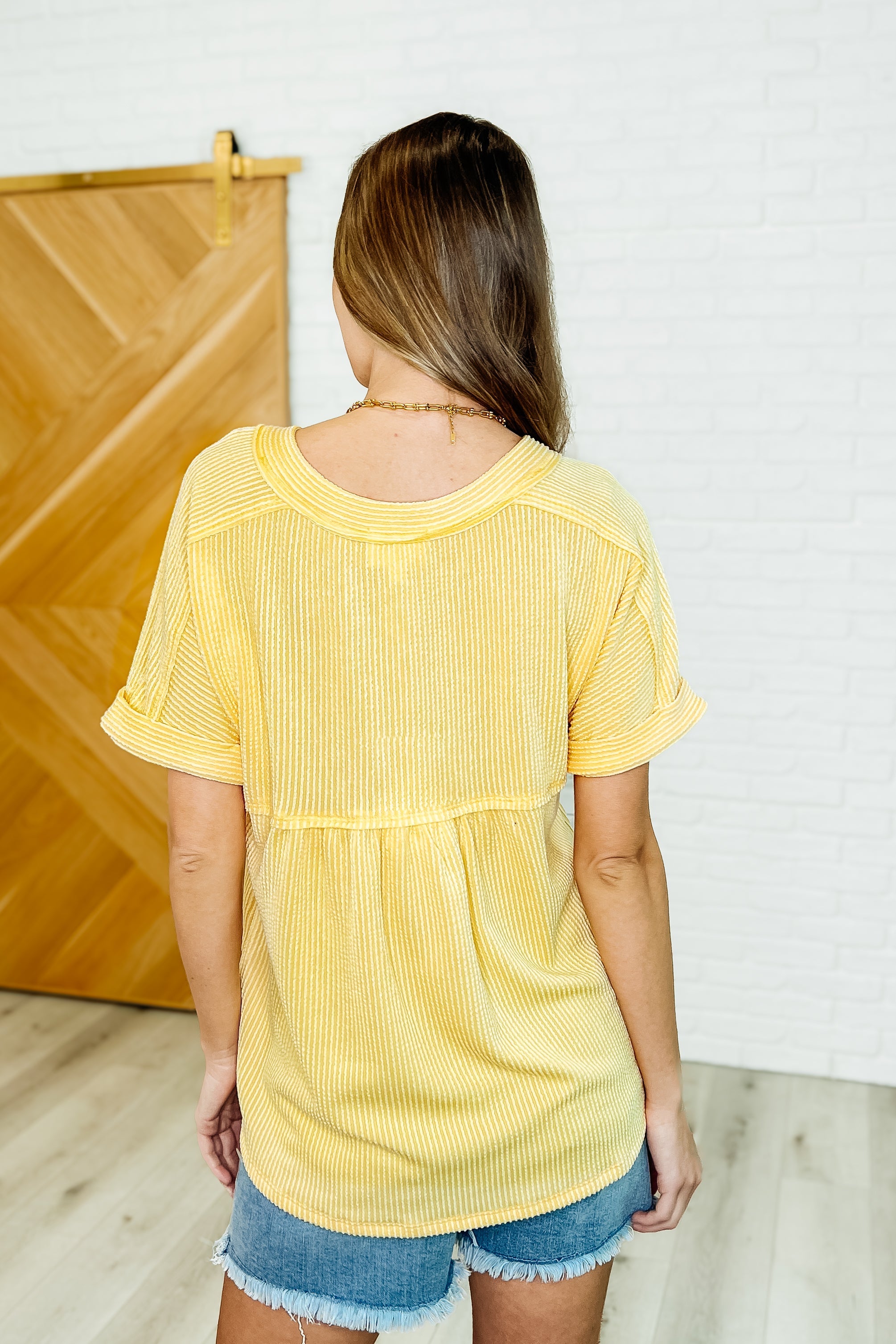 Plain and Sassy V Neck Tee in Lemonade - Soft Cotton Women's T-Shirt for Casual Wear, Summer Outfits & Layering