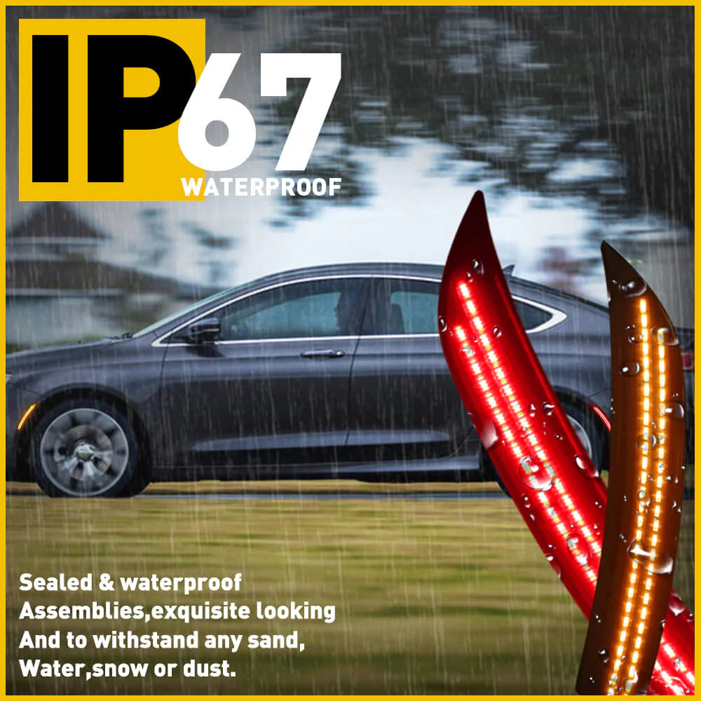 Smoked Shell Front & Rear Bumper LED Side Marker Lights for 2015-2017 Chrysler 200 - Durable Waterproof Design for Night Driving & Enhanced Vehicle Visibility
