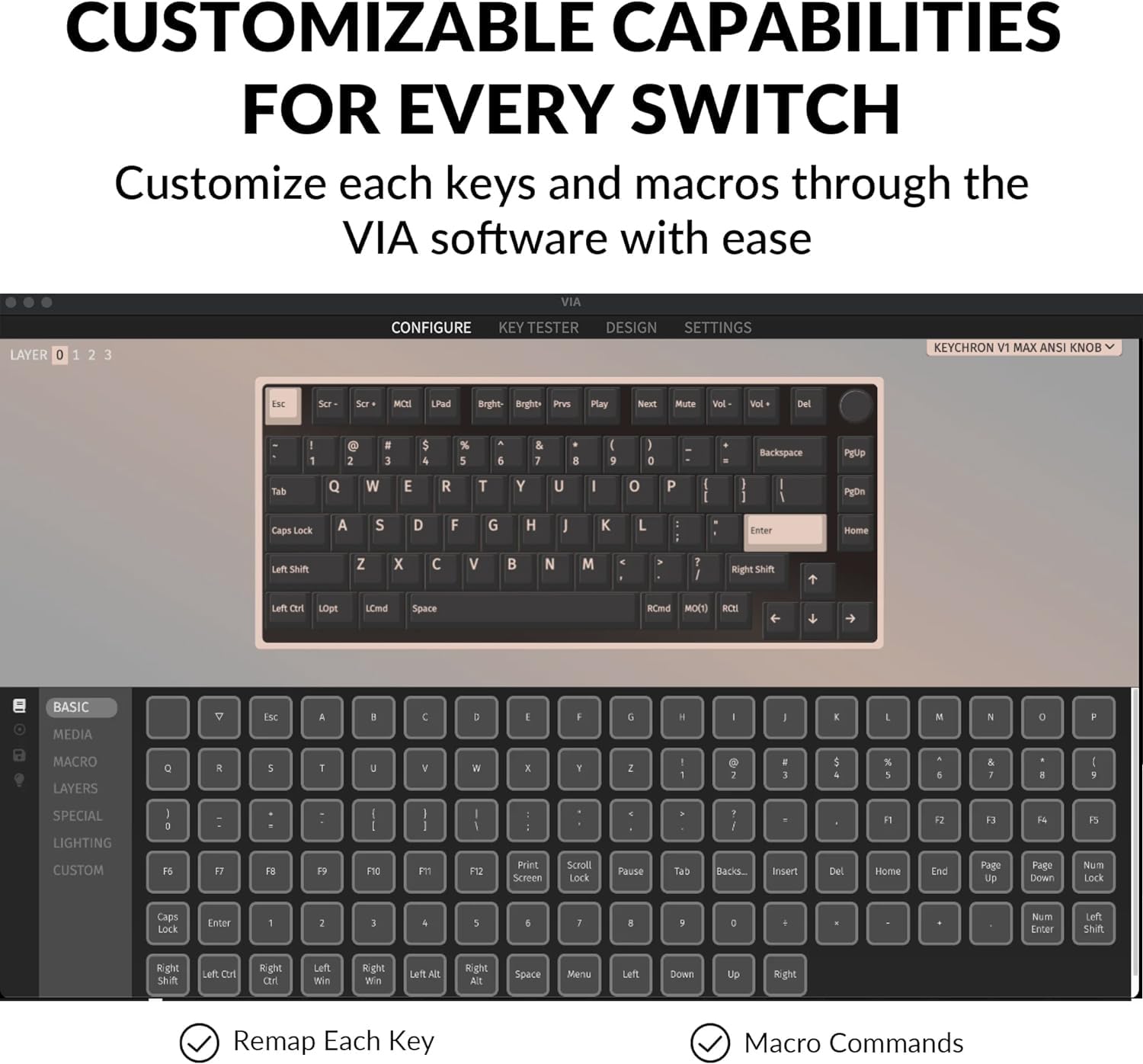 Keychron V1 Max 75% Wireless Custom Mechanical Keyboard - QMK/VIA Programmable, Bluetooth 5.1/2.4GHz/Wired RGB Backlit, Hot-Swappable Gateron Jupiter Brown Switches - Compatible with Mac/Windows/Linux - Perfect for Gaming, Coding & Office Work