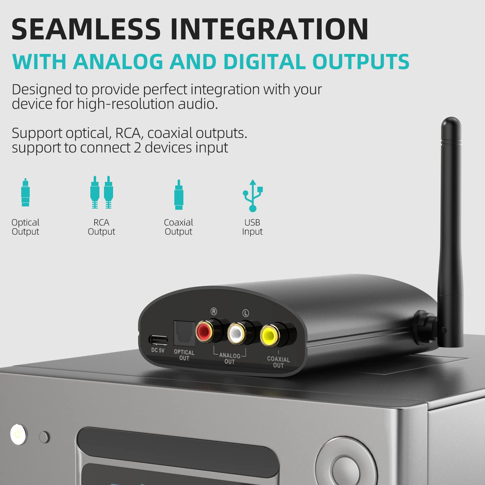 1Mii LDAC Bluetooth HiFi Receiver - Long Range Bluetooth 5.1 Audio Adapter with Audiophile DAC, aptX HD & Low Latency, OLED Display & Optical/Coaxial/AUX Output - Perfect for Home Stereo, AV Receiver, Amplifier & Wireless Music Streaming