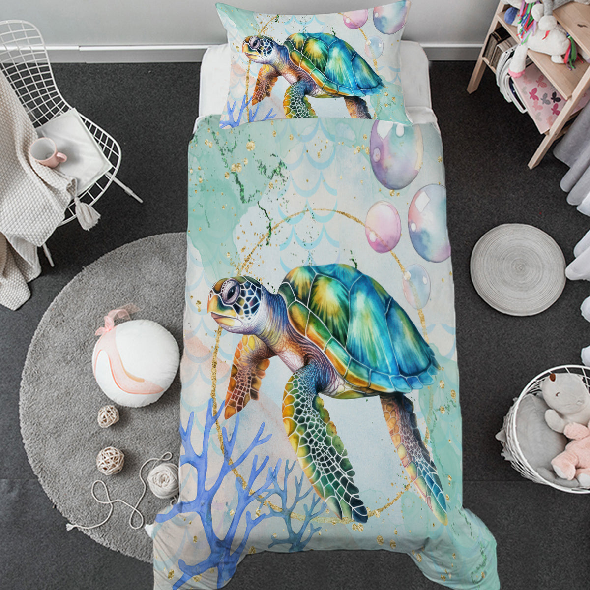 Adorable Sea Turtle Toddler Bed Set - 3-Piece Soft & Breathable Crib Bedding for Boys & Girls - Perfect for Nursery, Daycare & Cozy Bedtime