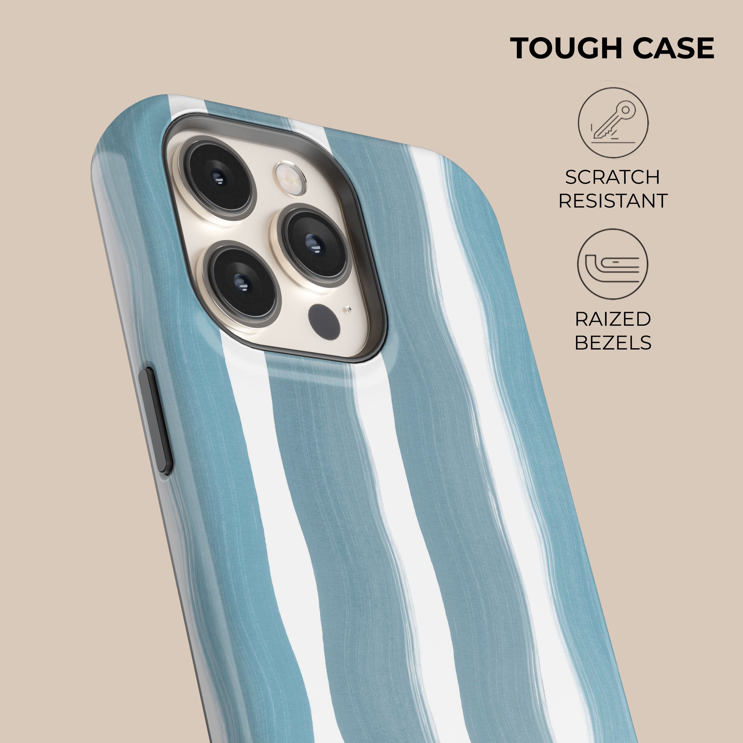 Premium Blue Ocean Waves Phone Case - Shockproof & Slim Design for iPhone 15/14/13/12/11 Pro Max XR XS X 8 7 6 Plus - Perfect for Beach Vacations & Outdoor Adventures