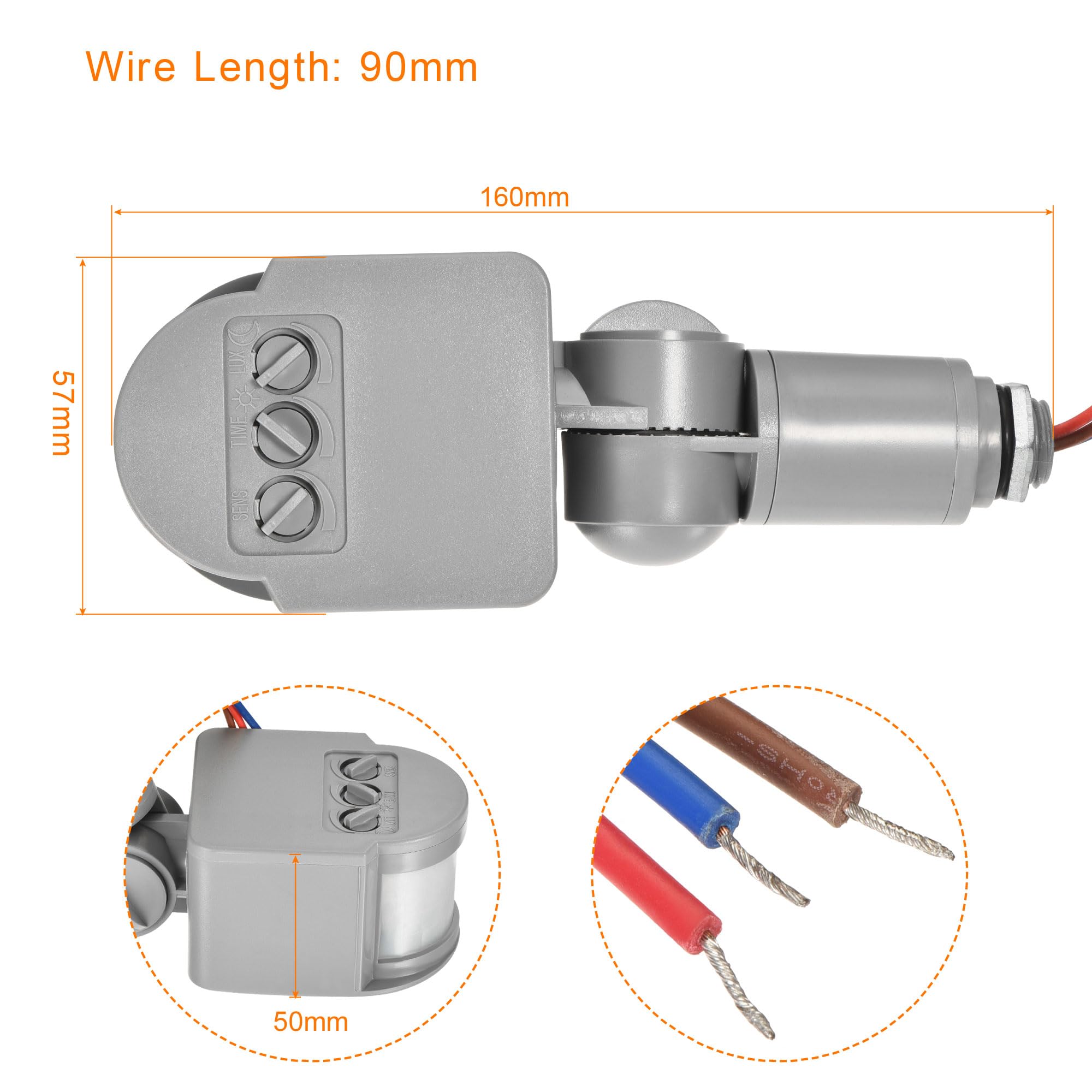 Meccanity Motion Sensor Switch AC110-240V, Infrared PIR Detector Wall Mount for Floor Light - Automatic Lighting Control for Hallways, Staircases & Outdoor Areas