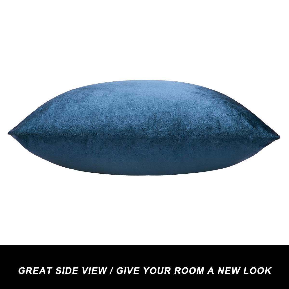 GIGIZAZA 16x16 Velvet Decorative Throw Pillow Covers Set of 2 - Blue Square Boho Cushion Covers for Sofa, Couch & Bed - Soft Luxury Home Decor Accent Pillows for Living Room, Bedroom & Nursery