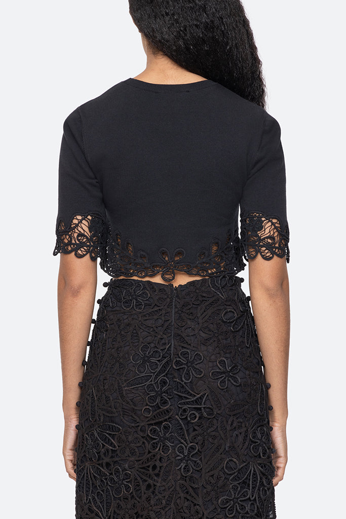 Sea New York Elke Soutache Sweater Women's Black Knit Top - Perfect for Casual Outings, Office Wear & Date Nights