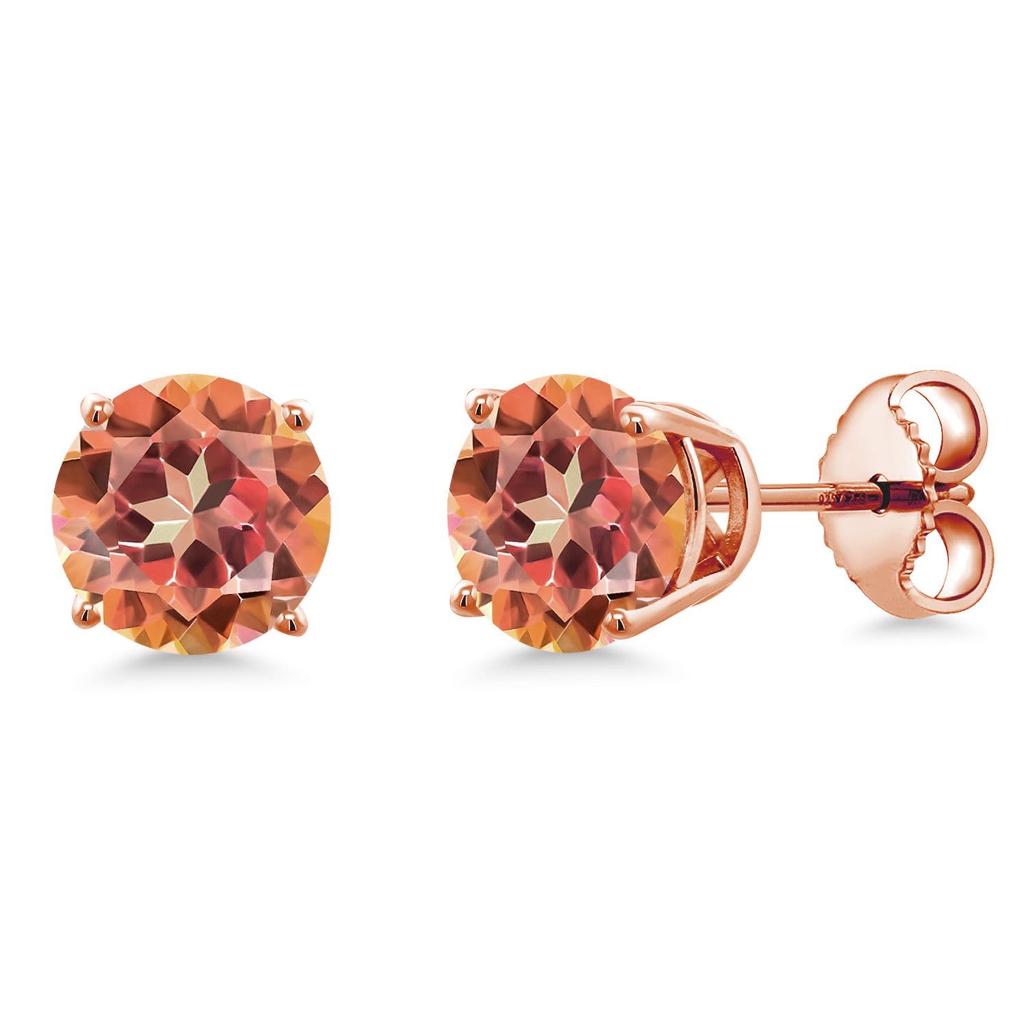 Gem Stone King 18K Rose Gold Plated Sterling Silver 6MM Round Birthstone Stud Earrings for Women & Men | Perfect Gift for Birthday, Anniversary & Special Occasions