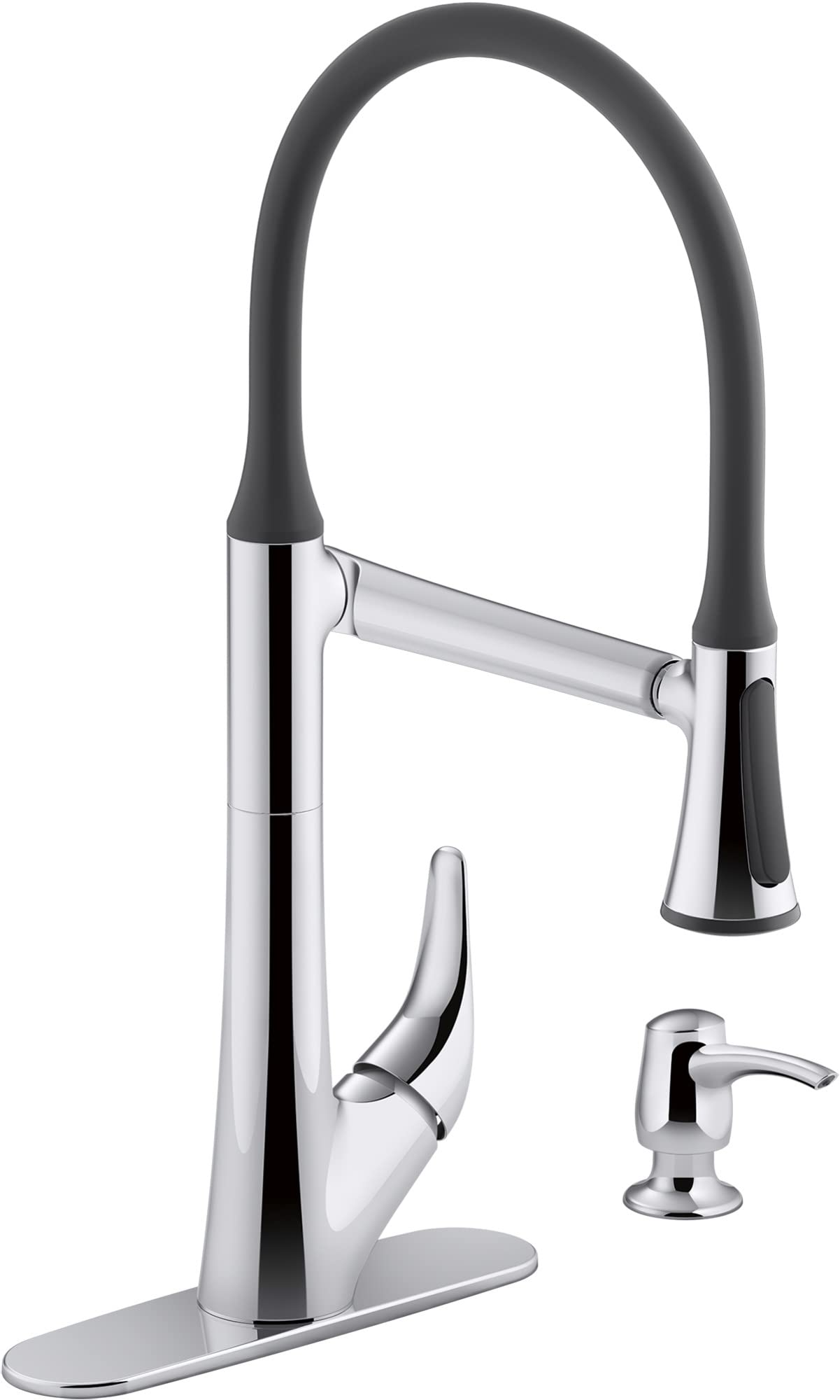KOHLER R77764-SD-CP Arise Articulating Pull Down Kitchen Faucet with Sprayer & Soap Dispenser - Polished Chrome - Modern Kitchen Sink Faucet for Easy Dishwashing & Food Prep