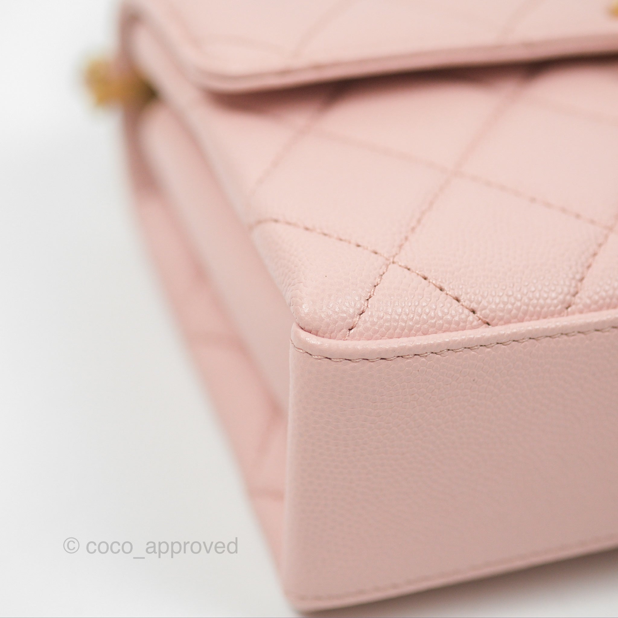Chanel Carry Me Top Handle Flap Bag Pink Caviar Leather with Aged Gold Hardware - Perfect for Date Night & Special Occasions