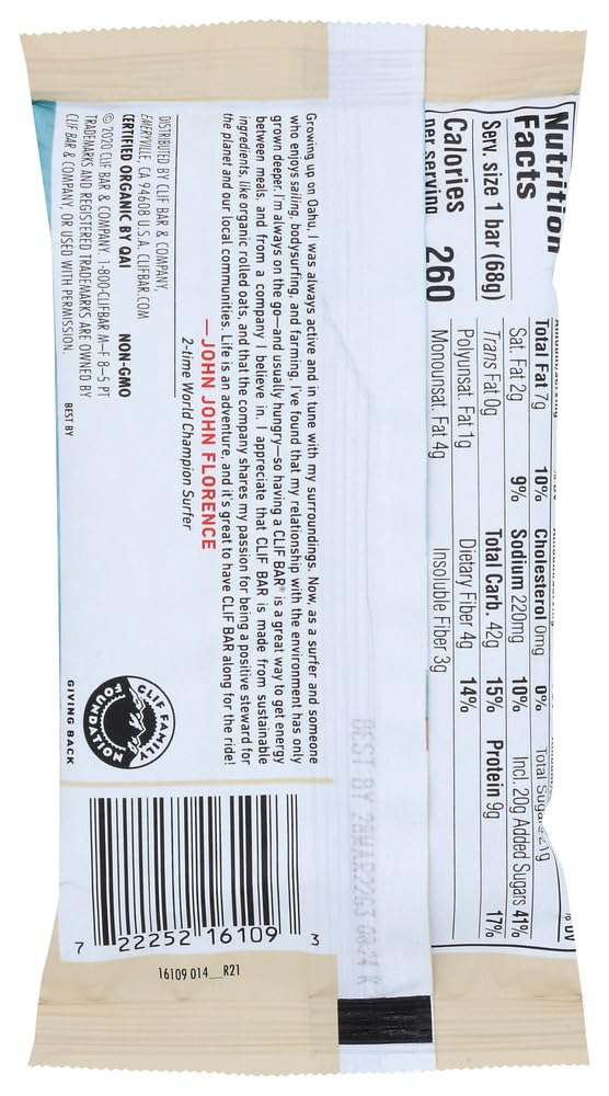 Clif White Chocolate Macadamia Nut Energy Bar - 2.4oz (Pack of 12) | High Protein Snack for Hiking, Workouts & On-the-Go Nutrition