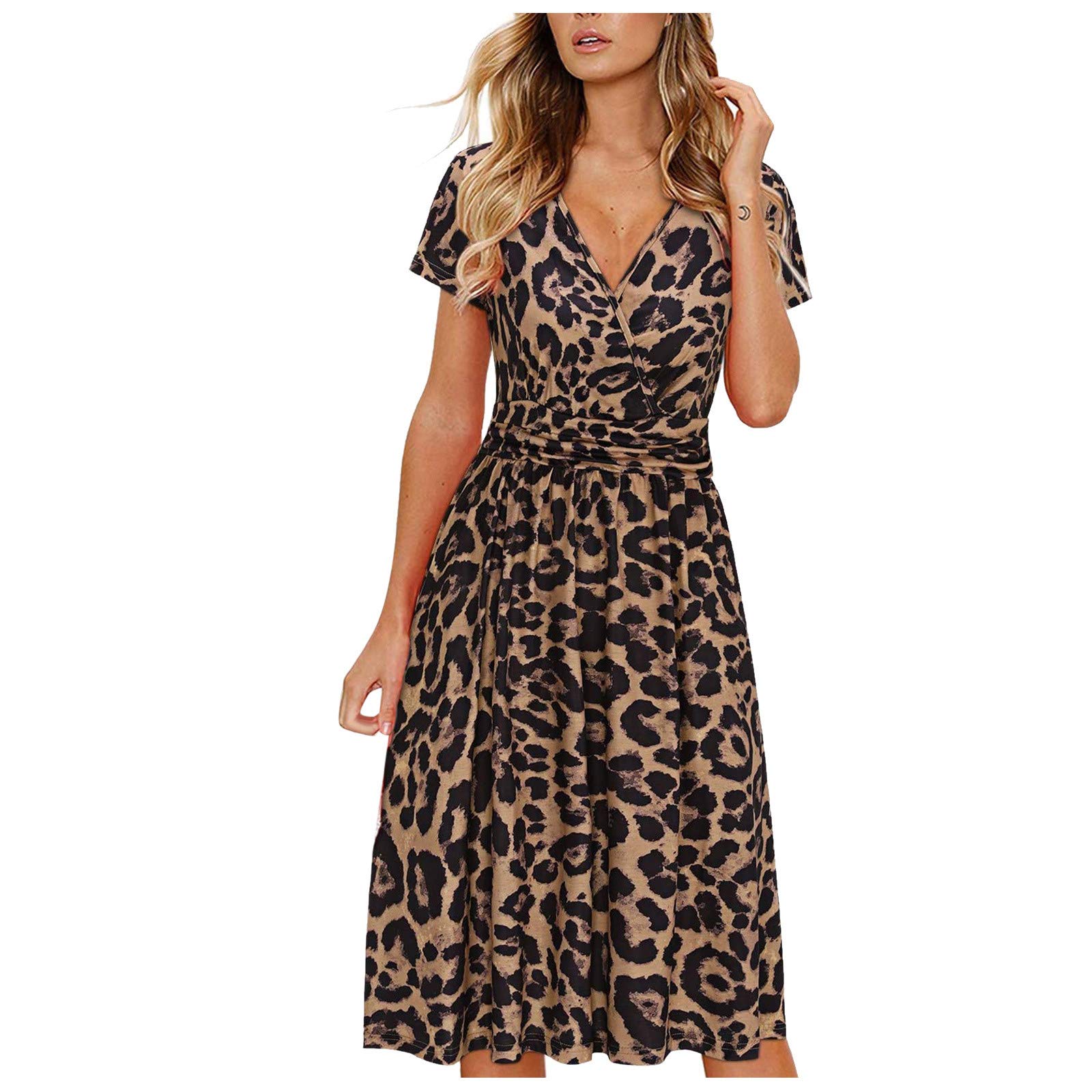 Felwors Women's Summer Dresses 2022 - Casual Short Sleeve Boho Beach T-Shirt Dress for Vacation, Travel & Outdoor Activities