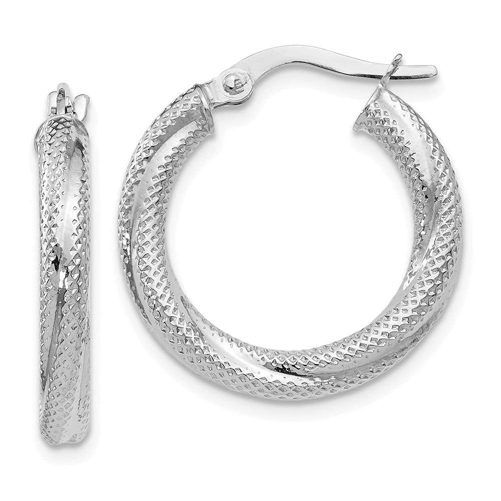 10K White Gold Textured Hinged Hoop Earrings for Women - Diamond2Deal | Elegant Fine Jewelry for Everyday Wear, Parties & Special Occasions