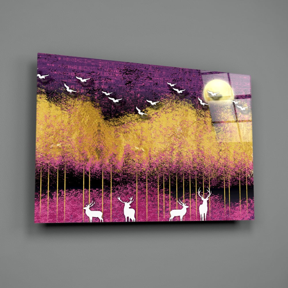 Deer and Forest Wall Art - Handmade Canvas Painting for Home & Office Decor - Perfect for Living Room, Bedroom, or Cabin Retreat