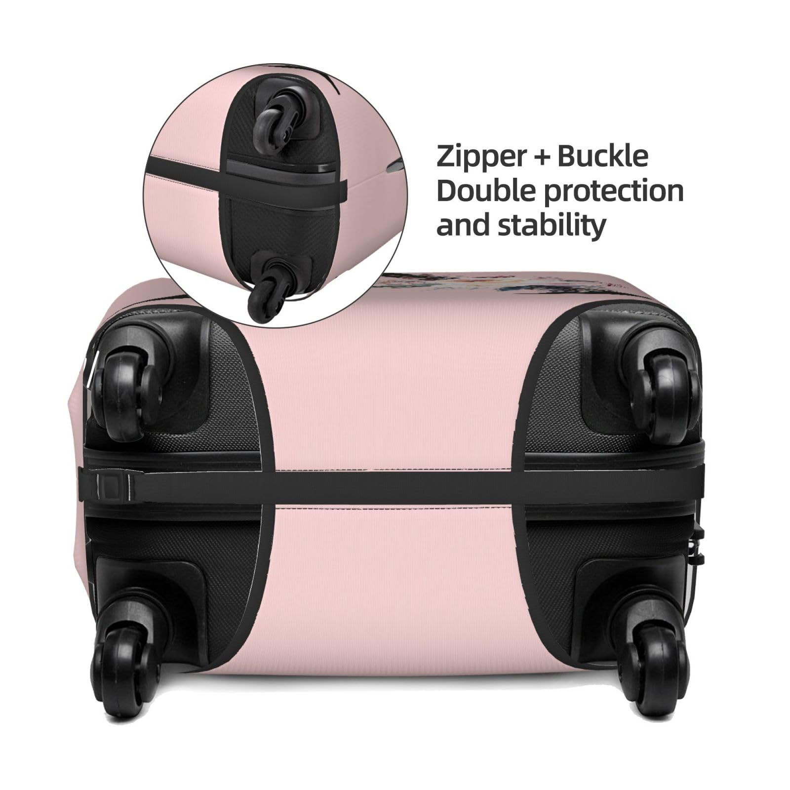 Cute Pink Spandex Suitcase Cover with Black Letter A & Boho Floral Design - Anti-Scratch, Dust-Proof Washable Luggage Protector for Kids & Adults (Fits 18-21 Inch Bags) - Perfect for Travel, Airplane Trips & Suitcase Protection