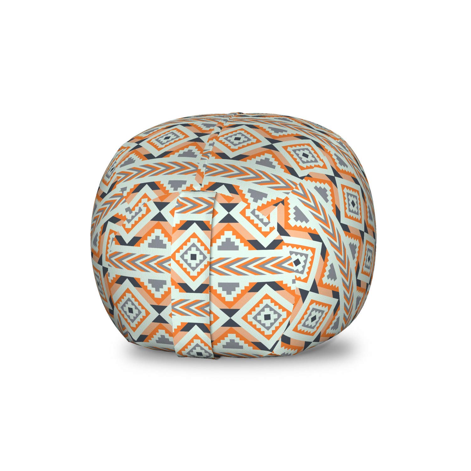 Ambesonne Geometric Storage Toy Bag Chair - Washable Stuffed Animal Organizer with Conceptual Arrow Pattern, Small Size in Orange & Grey - Perfect for Kids' Room, Playroom, and Toy Storage Organization