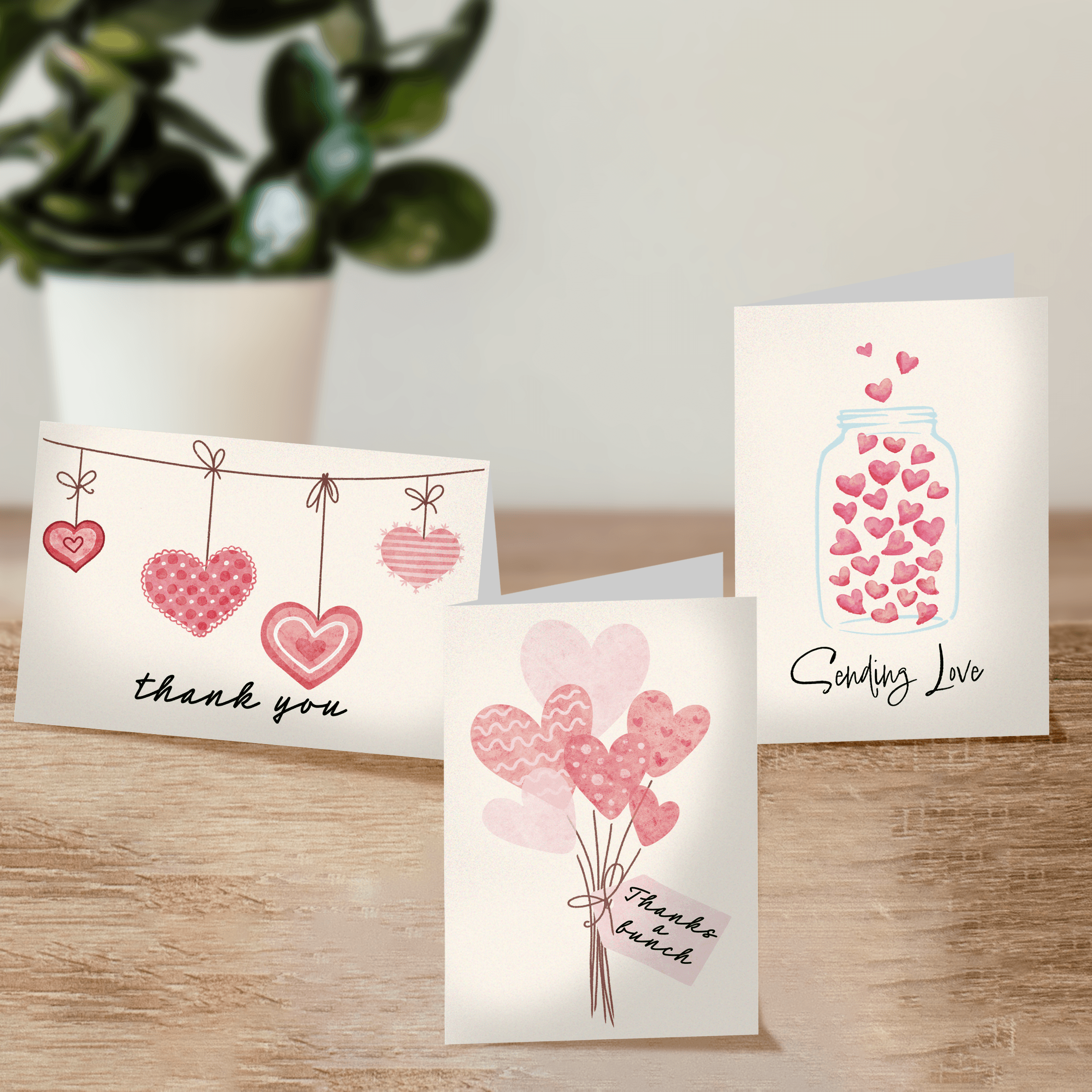 Hearts Thank You Cards with Envelopes - Elegant Greeting Cards for Appreciation, Wedding, Birthday & Graduation - Perfect for Expressing Gratitude in Personal and Professional Settings