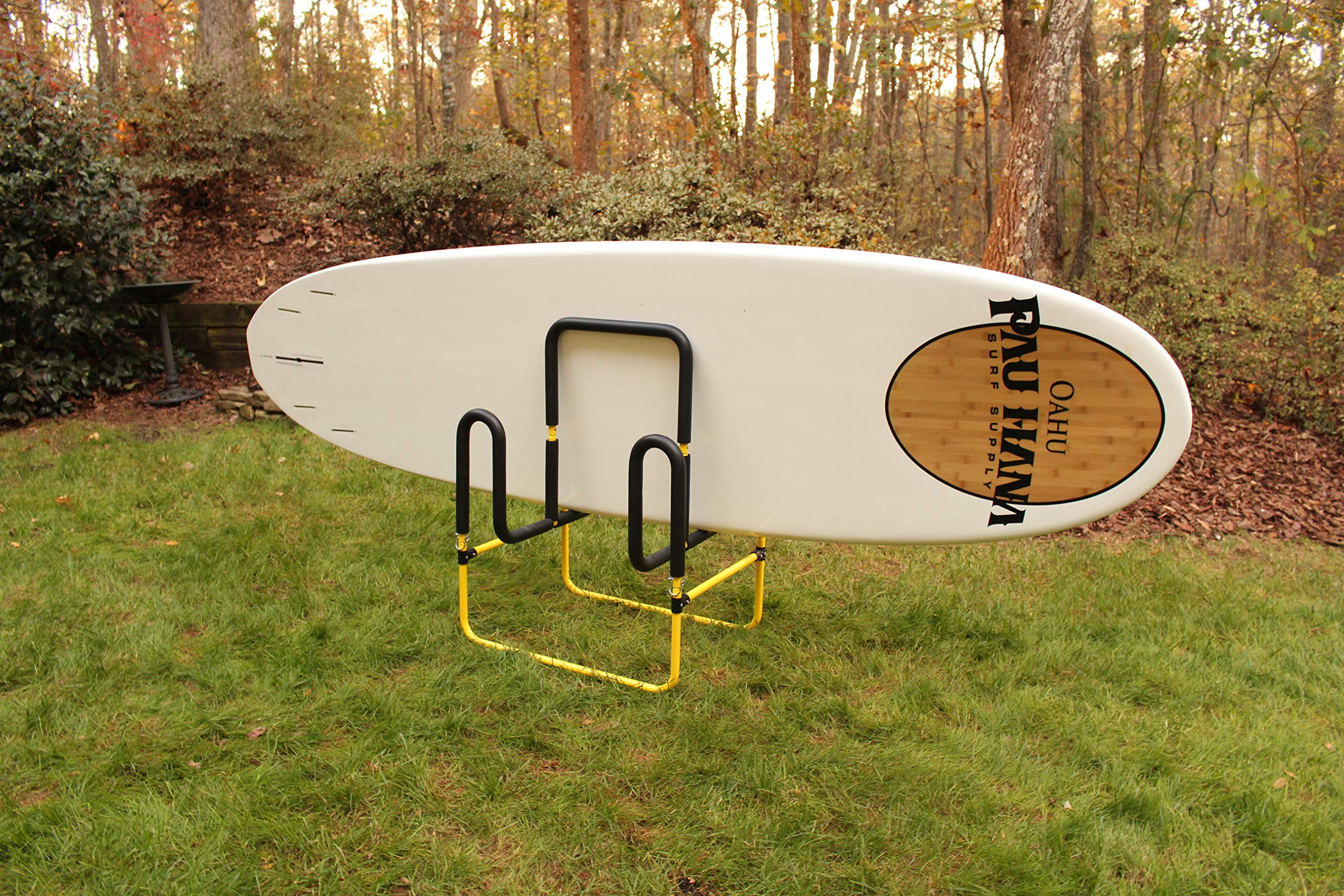 Suspenz Double-Up SUP Stand for 2 Stand Up Paddle Boards or Surfboards - Heavy Duty Yellow Kayak Rack (22-9936) - Perfect for Garage, Beach House, or Outdoor Storage