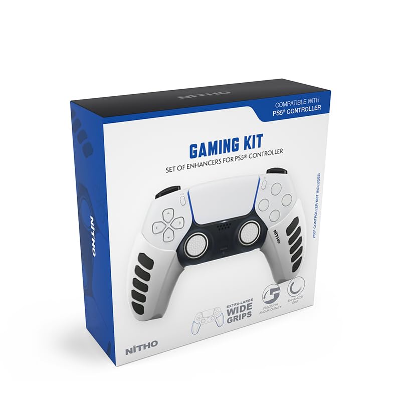 PS5 Controller Gaming Kit - Anti-Sweat Silicone Grips, Joystick Caps & Precision Rings for Playstation 5 - White | Enhanced Gaming Comfort