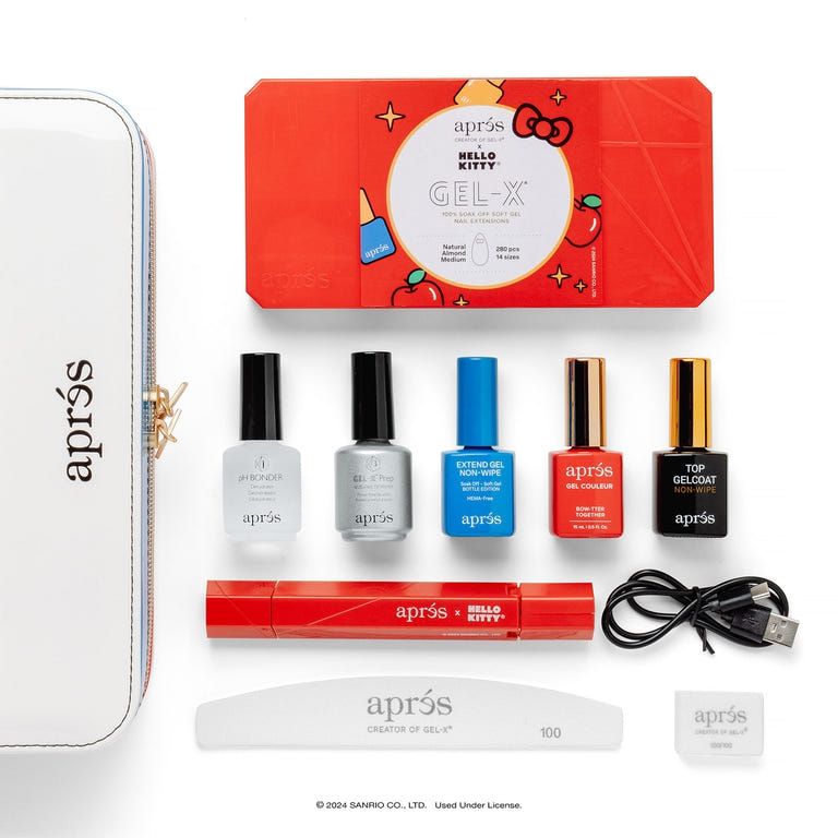 Apres Gel X Nail Extension Kit - Hello Kitty Collection | Long-Lasting Press-On Nails with Glue & LED Lamp | Perfect for DIY Manicures, Parties & Special Occasions