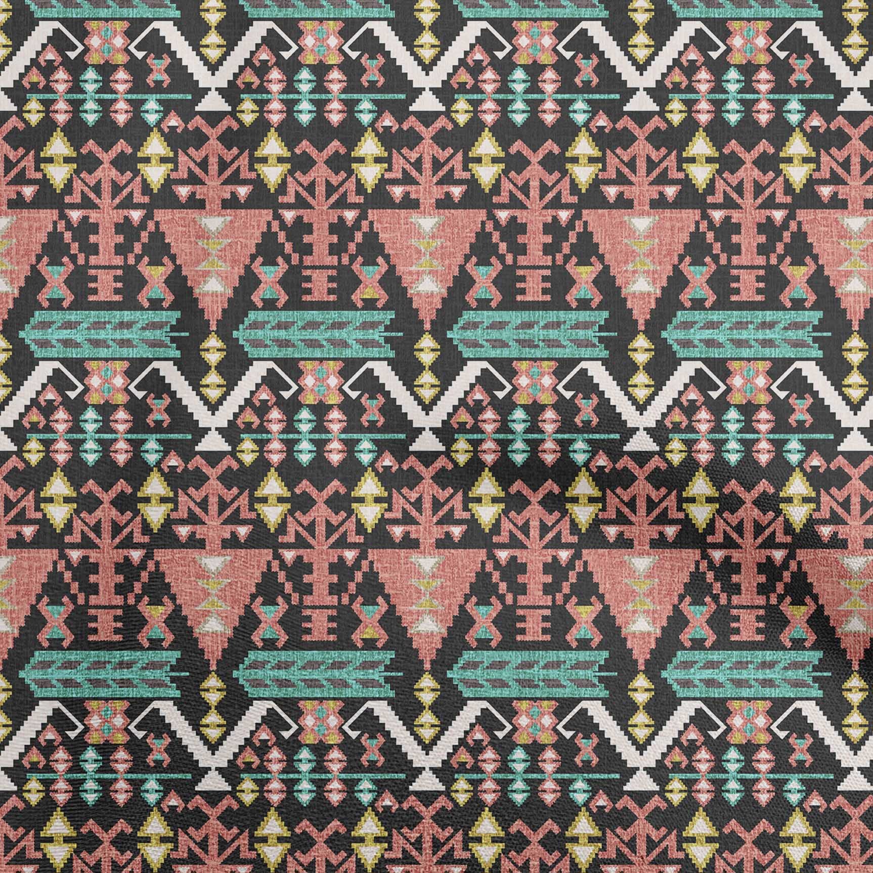 Premium 100% Cotton Poplin Black Fabric - Asian Kilim Print Dress Material, 42 Inches Wide by The Yard (Style #521) | Perfect for DIY Dresses, Home Decor & Craft Projects