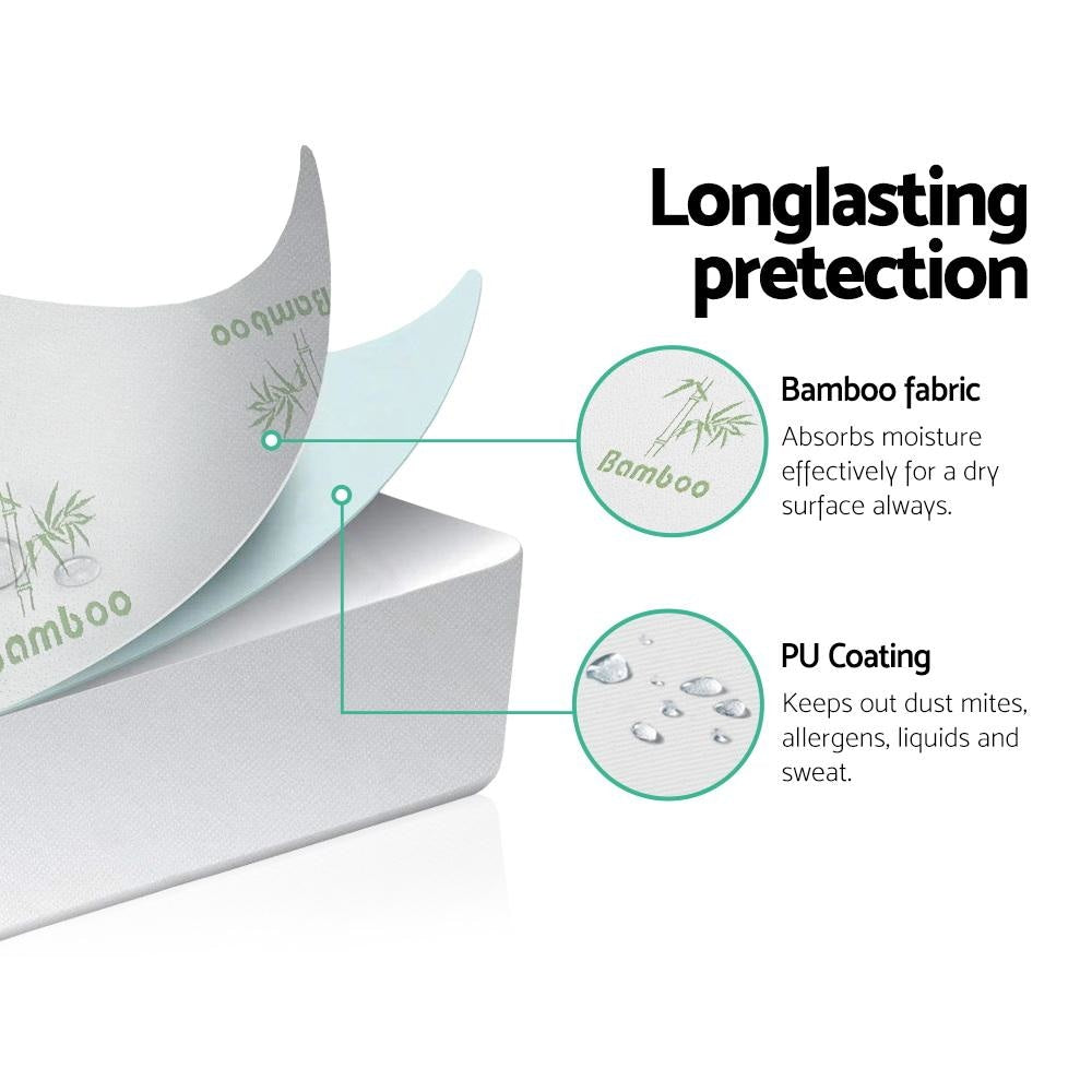 Bamboo Mattress Protector Queen Size - Hypoallergenic, Waterproof & Breathable Bedding Cover for Comfortable Sleep - Perfect for Allergy Relief & Bed Protection