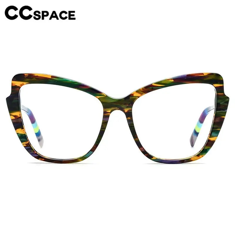 CCspace Unisex Full Rim Square Cat Eye Acetate Eyeglasses 56928 - Retro Fashion Glasses for Men & Women - Perfect for Office, Reading & Daily Wear