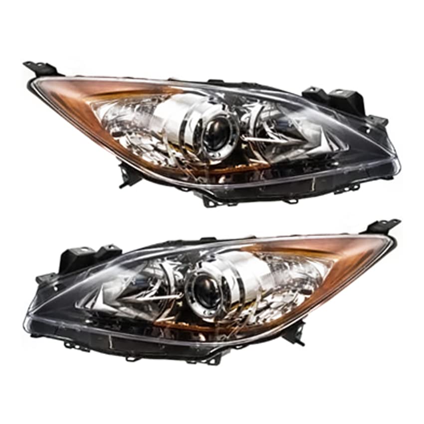 RAREELECTRICAL Halogen Headlight Pair - Compatible with 2010-2013 Mazda 3 Hatchback | Part Numbers BBM4-51-0K0K, BBM4510K0K, BBM4-51-0L0K, BBM4510L0K, MA2519130, MA2518130 | Perfect for Night Driving & Vehicle Restoration Projects