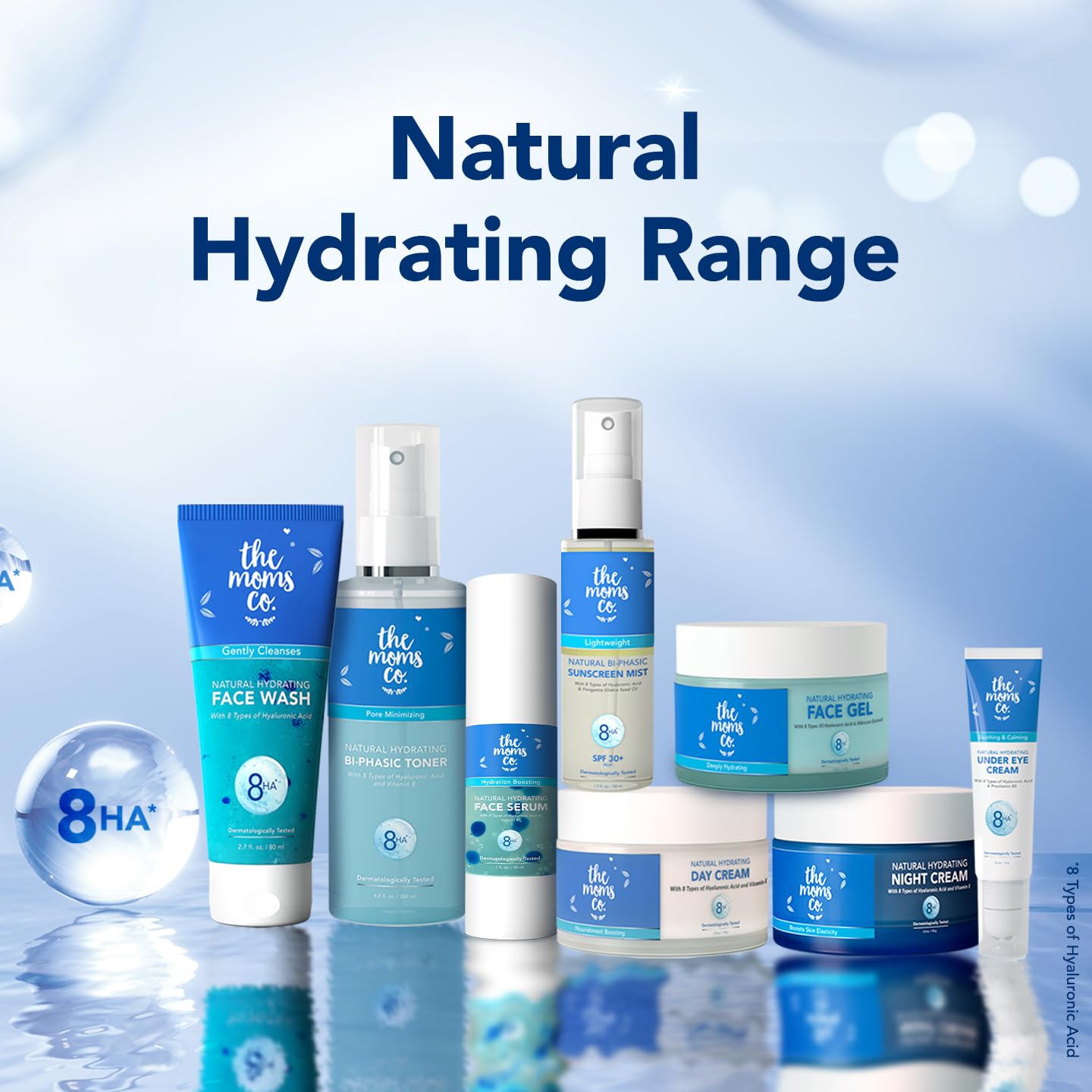 The Moms Co. Natural Hydrating Face Wash with Hyaluronic Acid & White Mushroom Extract | Moisturizing Cleanser for Dry & Sensitive Skin | Softens & Nourishes | 80g | Perfect for Daily Skincare Routine & Travel