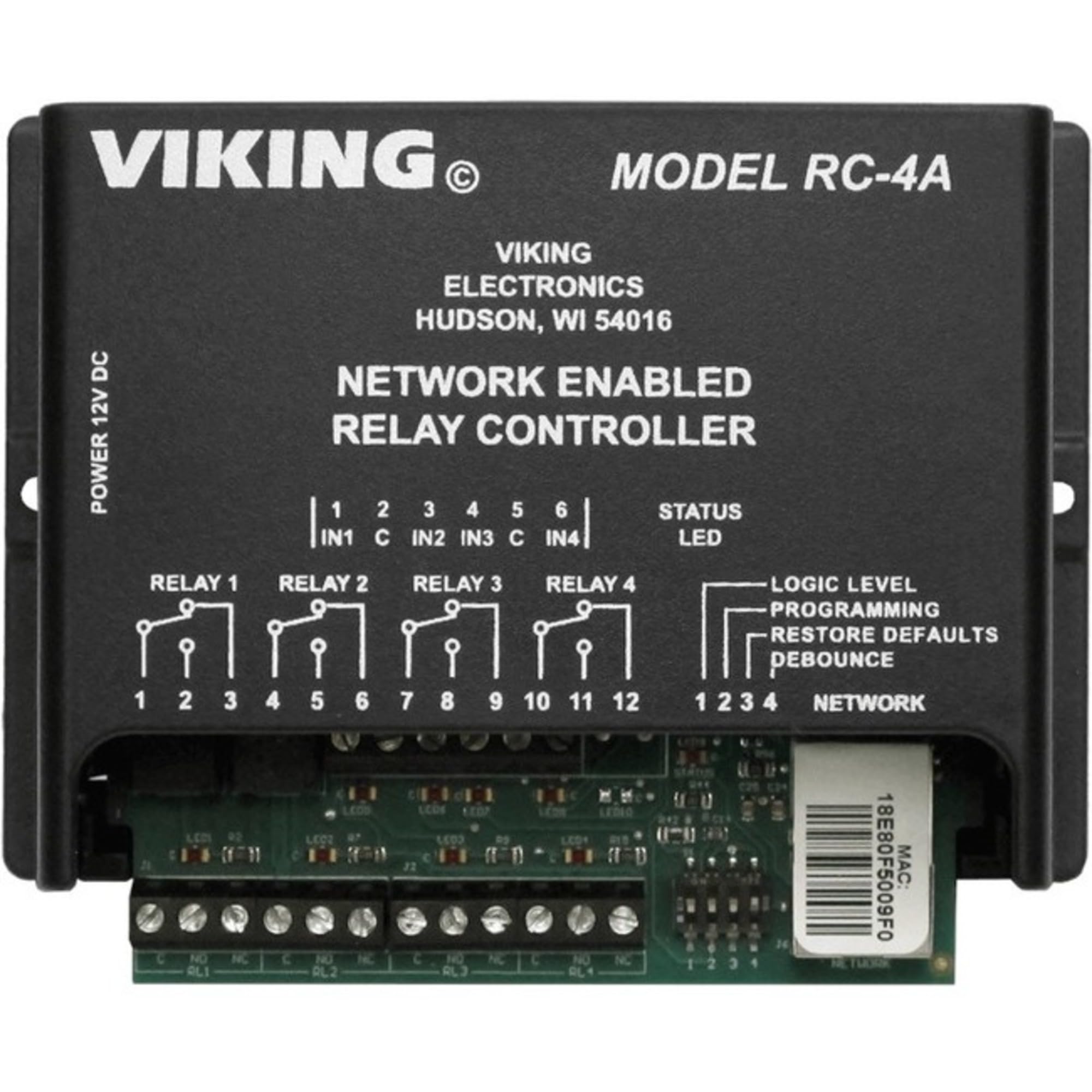 Viking Electronics RC-4A Smart WiFi 4-Channel Relay Controller for Home Automation & IoT Projects | Remote Control Lights, Appliances & Security Systems