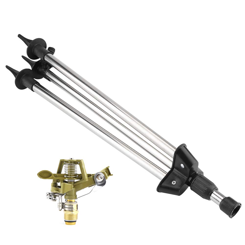 ViaGasaFamido Heavy Duty Tripod Impact Sprinkler - 360° Adjustable Rotating Lawn & Garden Sprinkler with Stainless Steel Base - Perfect for Large Yards, Landscaping, and Watering Lawns, Gardens, and Flower Beds