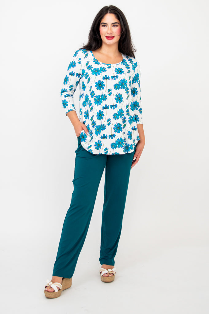 Jazz 3/4 Sleeve Top for Women - Soft Bamboo Fabric in Aster Purple - Perfect for Dance Classes, Yoga & Casual Wear