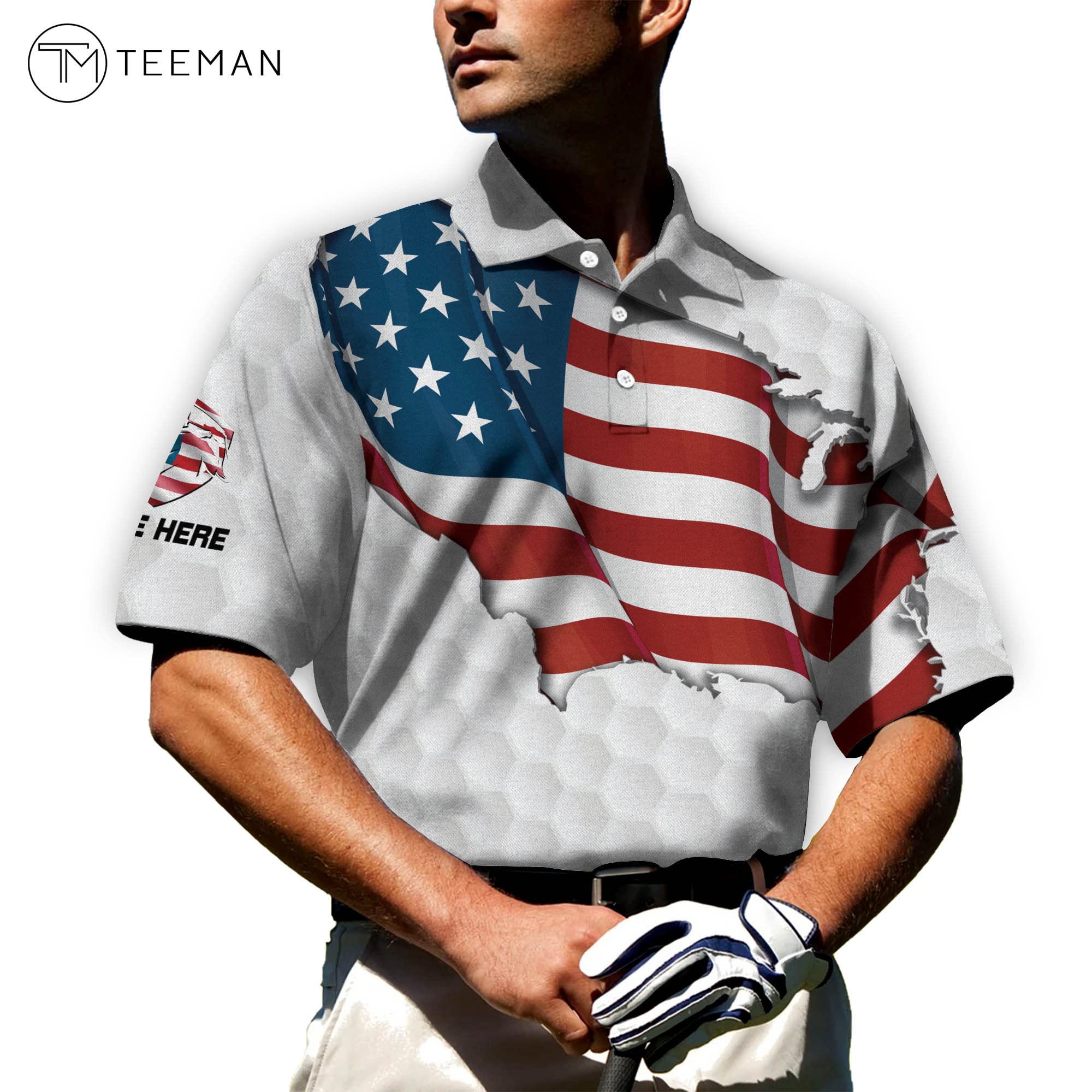 Custom Men's Golf Shirts - USA Flag Patriotic Dry Fit Polo for Golf & Casual Wear | Perfect for Golf Tournaments, 4th of July & Outdoor Activities