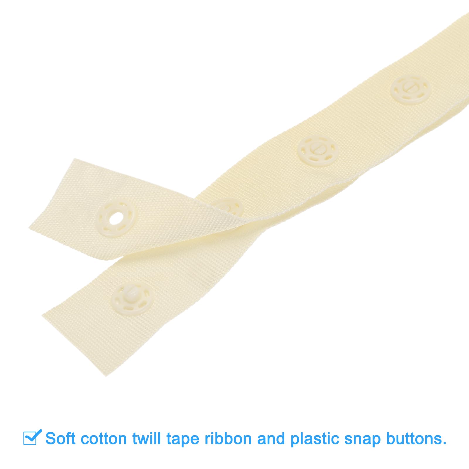 MECCANIXITY 6 Yard Cotton Snap Button Tape for Sewing - Heavy Duty Fastener Trim for DIY Clothing, Fabric Crafts & Home Decor (Beige) | Perfect for Jackets, Bags, Baby Clothes & Quilting Projects
