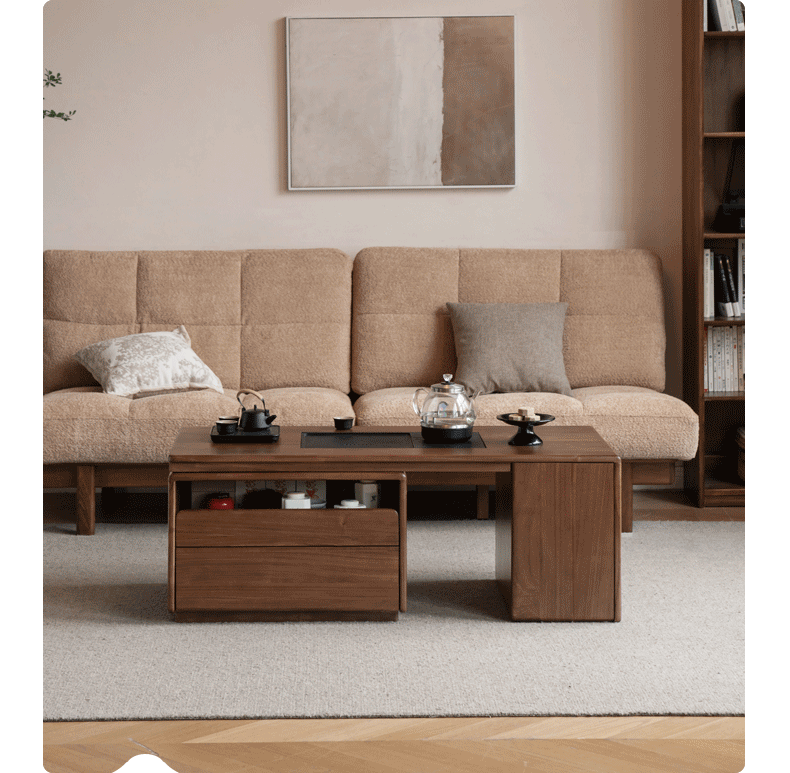 Premium Black Walnut Solid Wood Extendable Coffee Table - Expandable Dining Table for Small Spaces, Living Room Furniture for Home Office & Modern Apartments