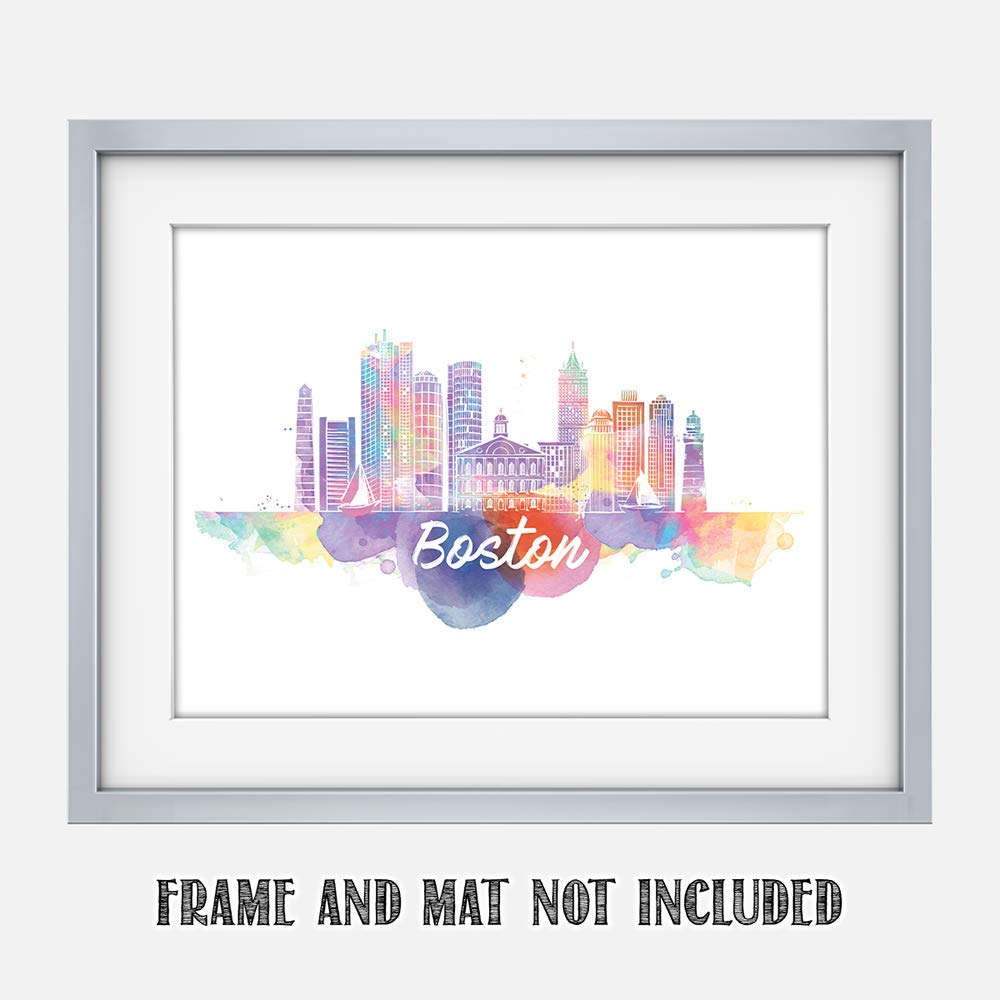 Boston Skyline Wall Art Print - Unframed 11x14 for Home & Office Decor