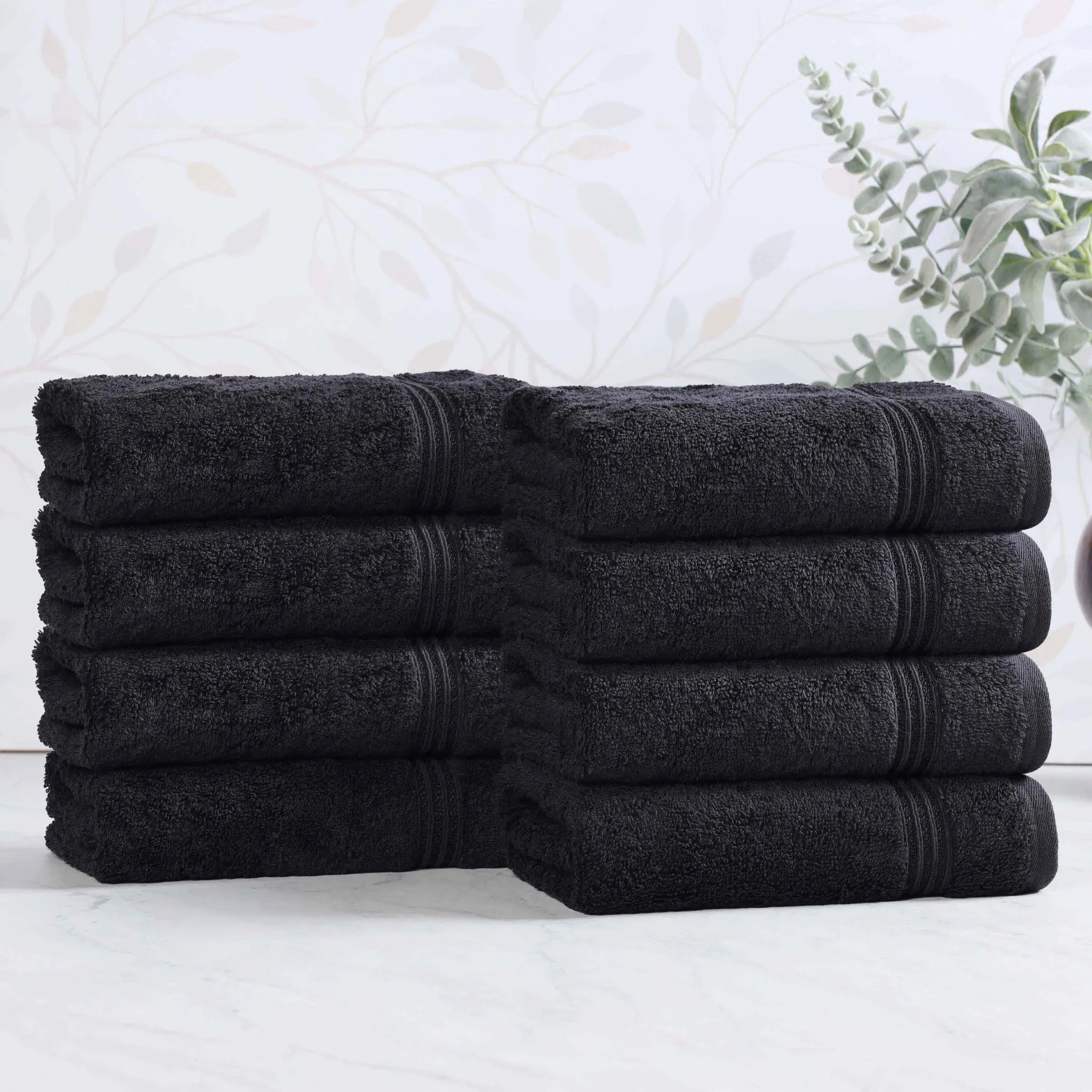 Premium 100% Egyptian Cotton Plush Hand Towels - Ultra Soft & Absorbent Bath Towel Set of 8 for Bathroom, Kitchen & Spa Luxury (24x16 Inches)