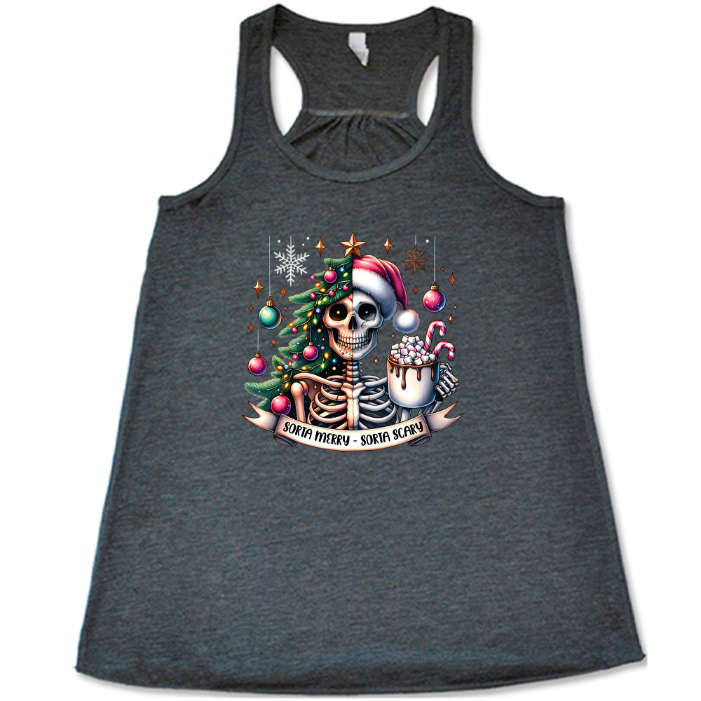 Sorta Merry Sorta Scary Shirt - Funny Christmas Halloween Graphic Tee for Men & Women - Perfect for Holiday Parties & Costume Events